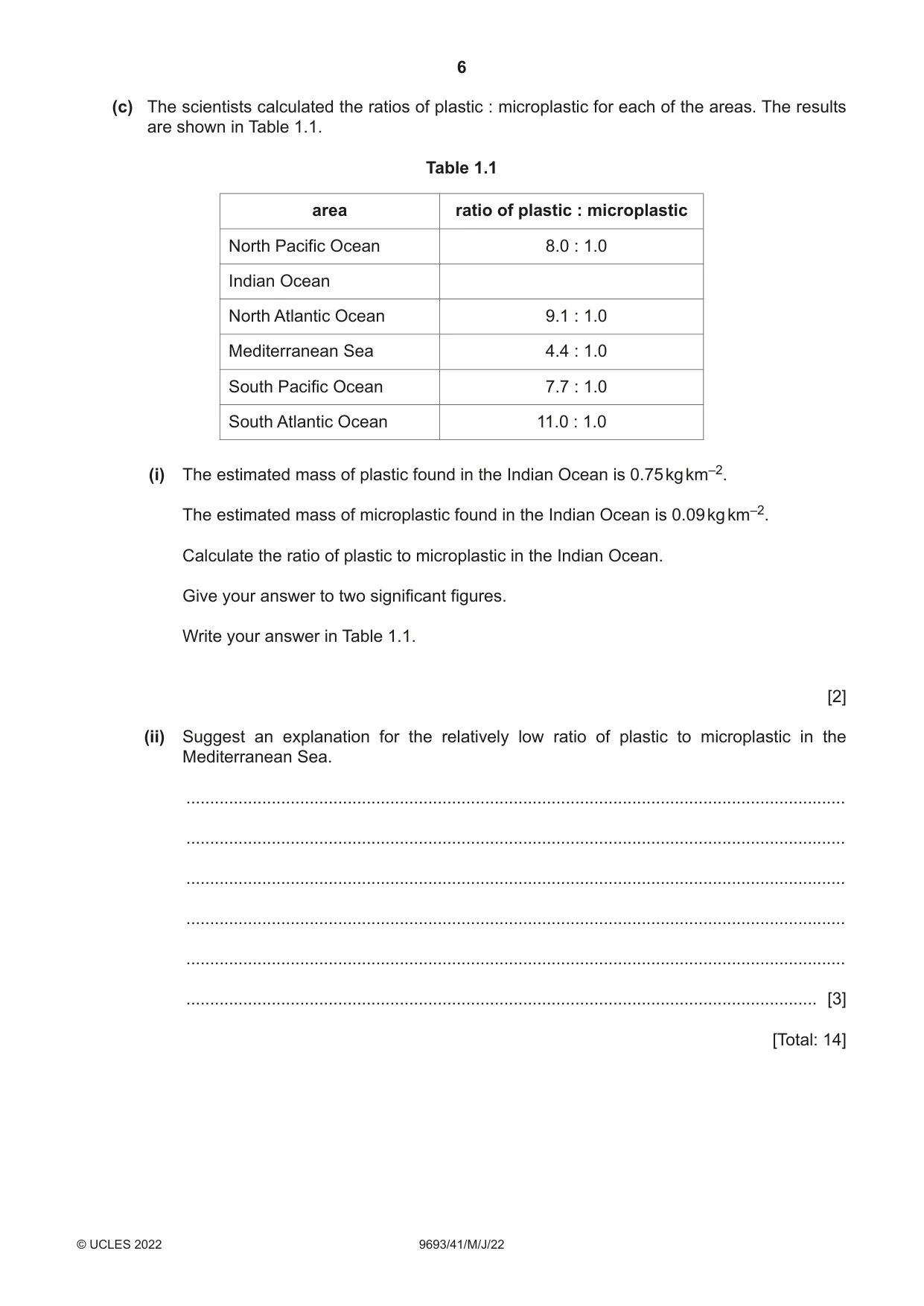 Cambridge A Level Marine Science 9693 2022 May/June Paper 4 · Variant 1 question paper, page 6 of 24