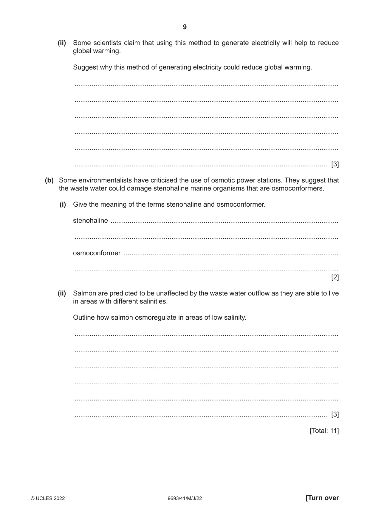 Cambridge A Level Marine Science 9693 2022 May/June Paper 4 · Variant 1 question paper, page 9 of 24