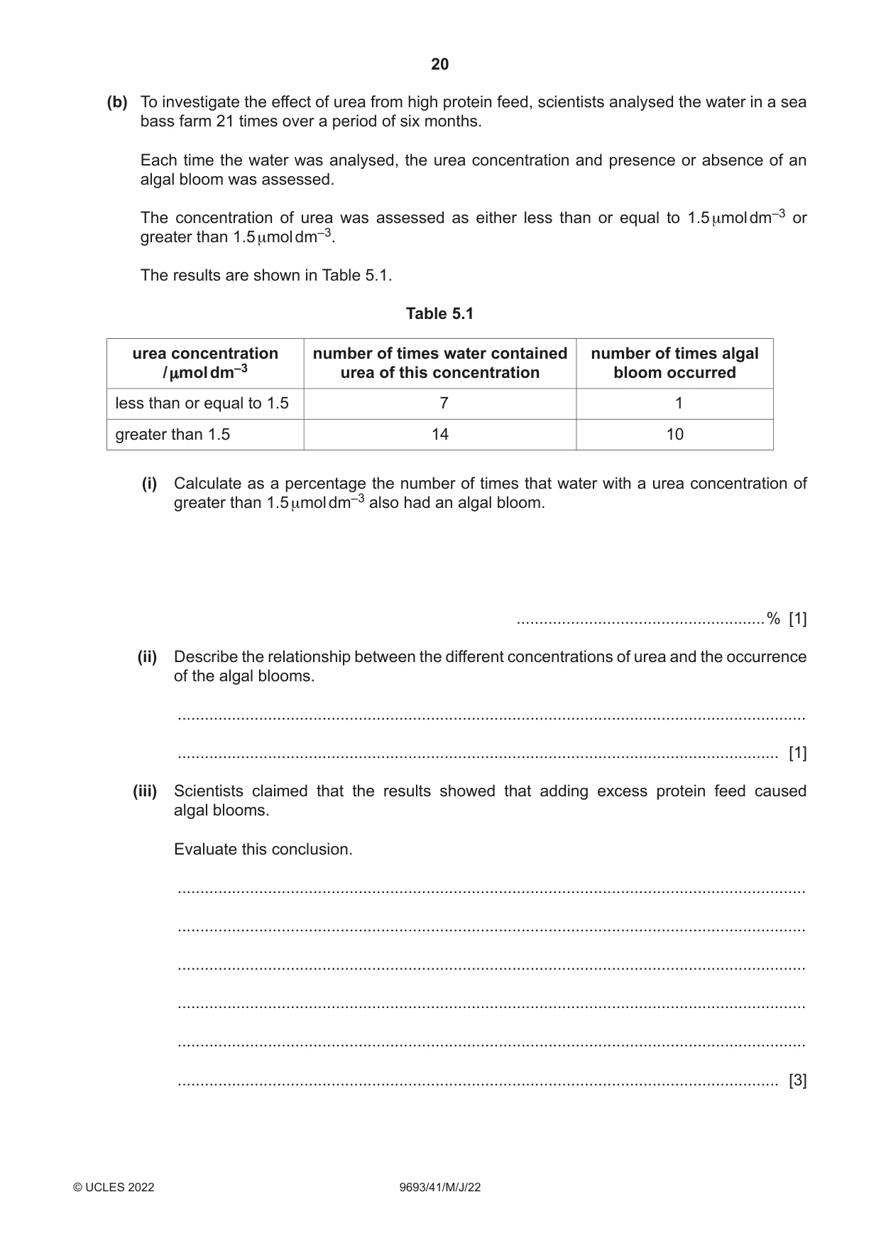 Cambridge A Level Marine Science 9693 2022 May/June Paper 4 · Variant 1 question paper, page 20 of 24