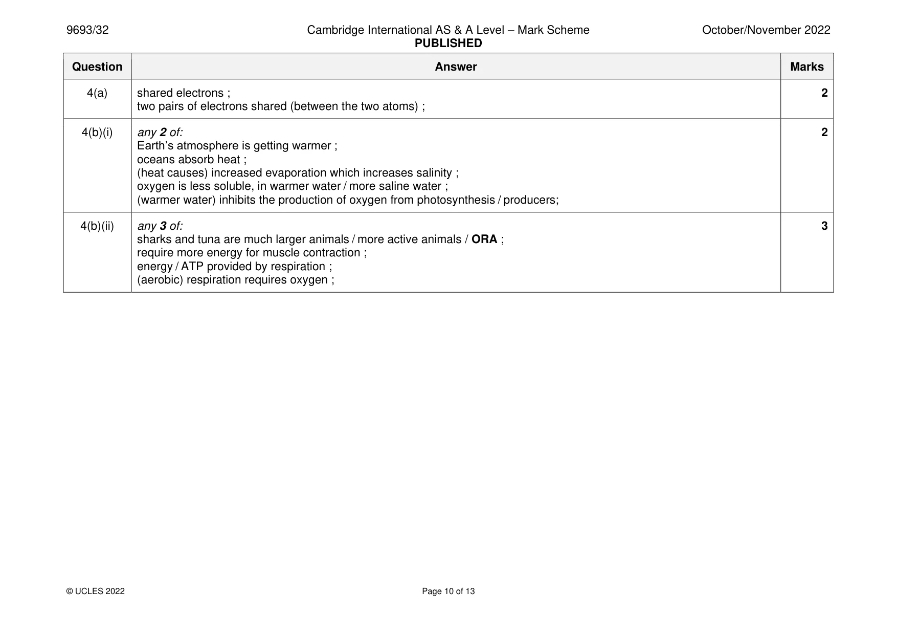 Mark scheme, page 10 of 13