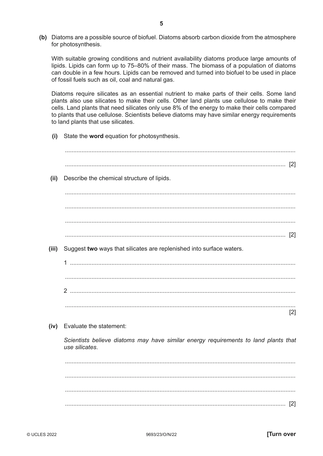 Cambridge A Level Marine Science 9693 2022 Oct/Nov Paper 2 · Variant 3 question paper, page 5 of 16