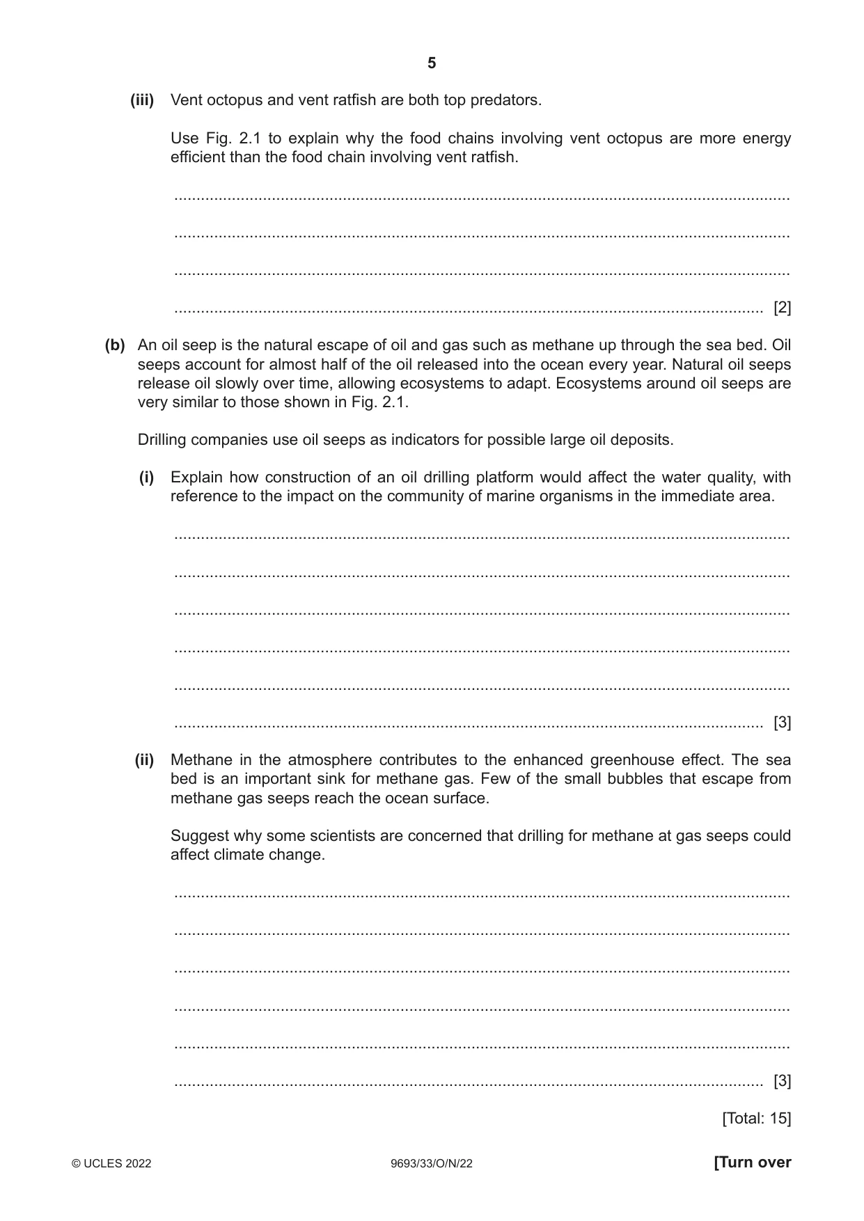 Cambridge A Level Marine Science 9693 2022 Oct/Nov Paper 3 · Variant 3 question paper, page 5 of 12