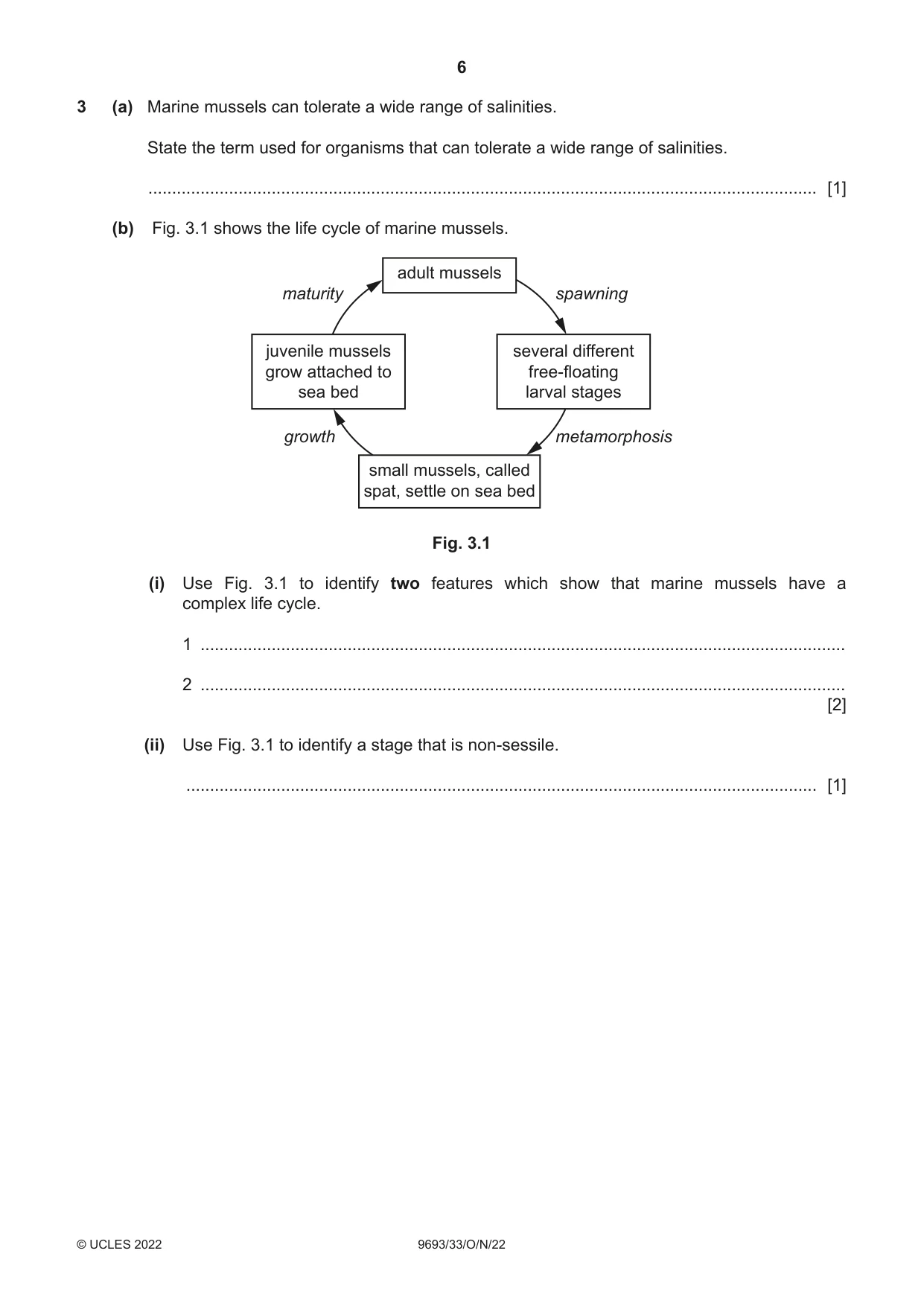 Cambridge A Level Marine Science 9693 2022 Oct/Nov Paper 3 · Variant 3 question paper, page 6 of 12