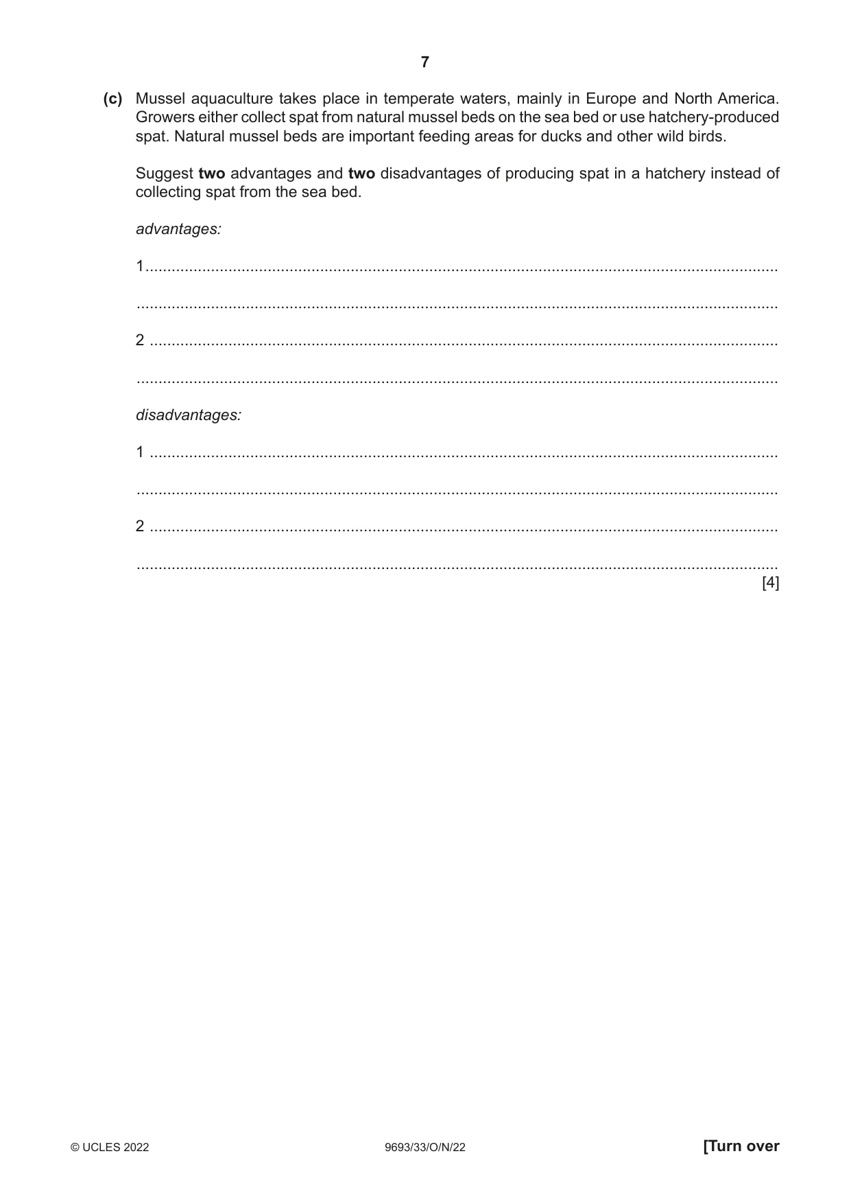 Cambridge A Level Marine Science 9693 2022 Oct/Nov Paper 3 · Variant 3 question paper, page 7 of 12
