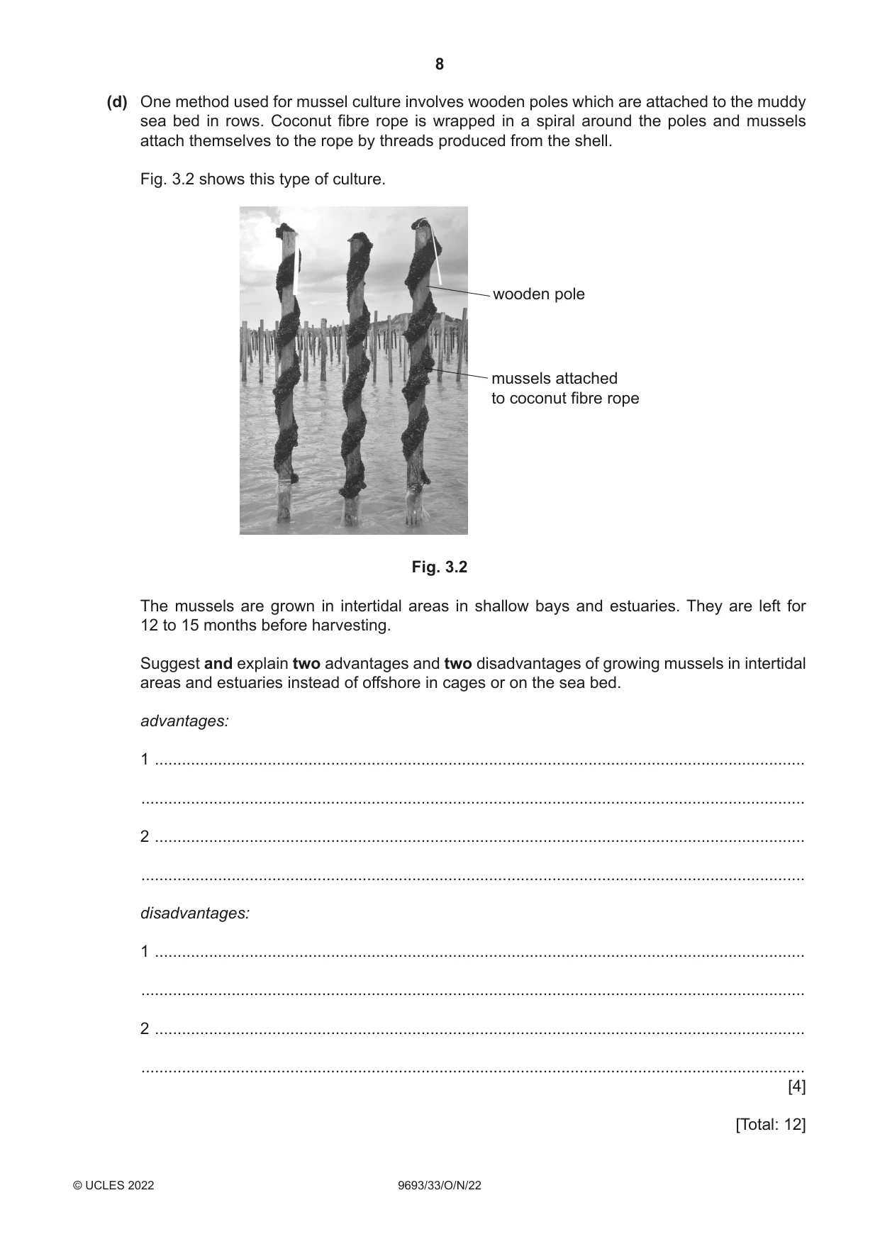 Cambridge A Level Marine Science 9693 2022 Oct/Nov Paper 3 · Variant 3 question paper, page 8 of 12