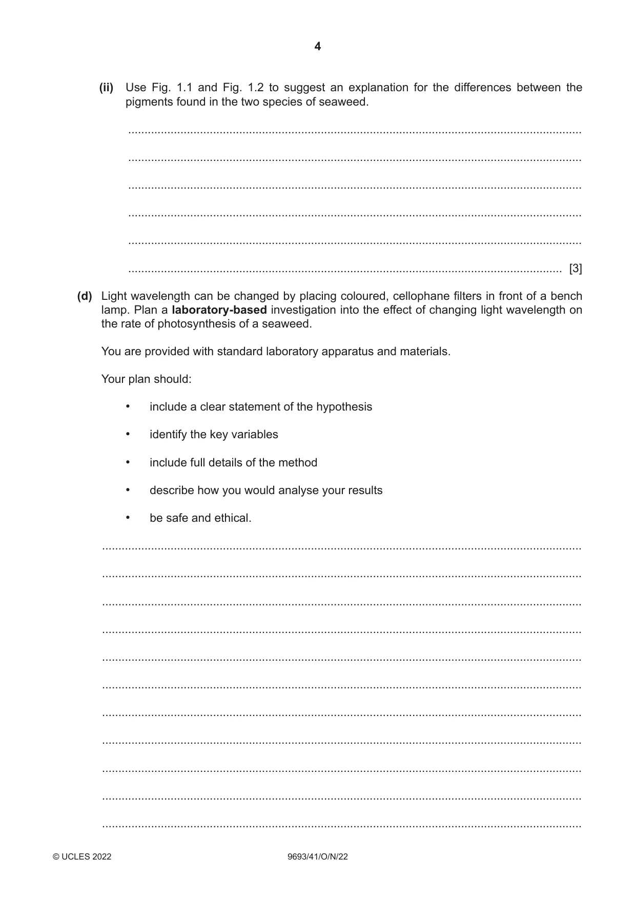 Cambridge A Level Marine Science 9693 2022 Oct/Nov Paper 4 · Variant 1 question paper, page 4 of 20