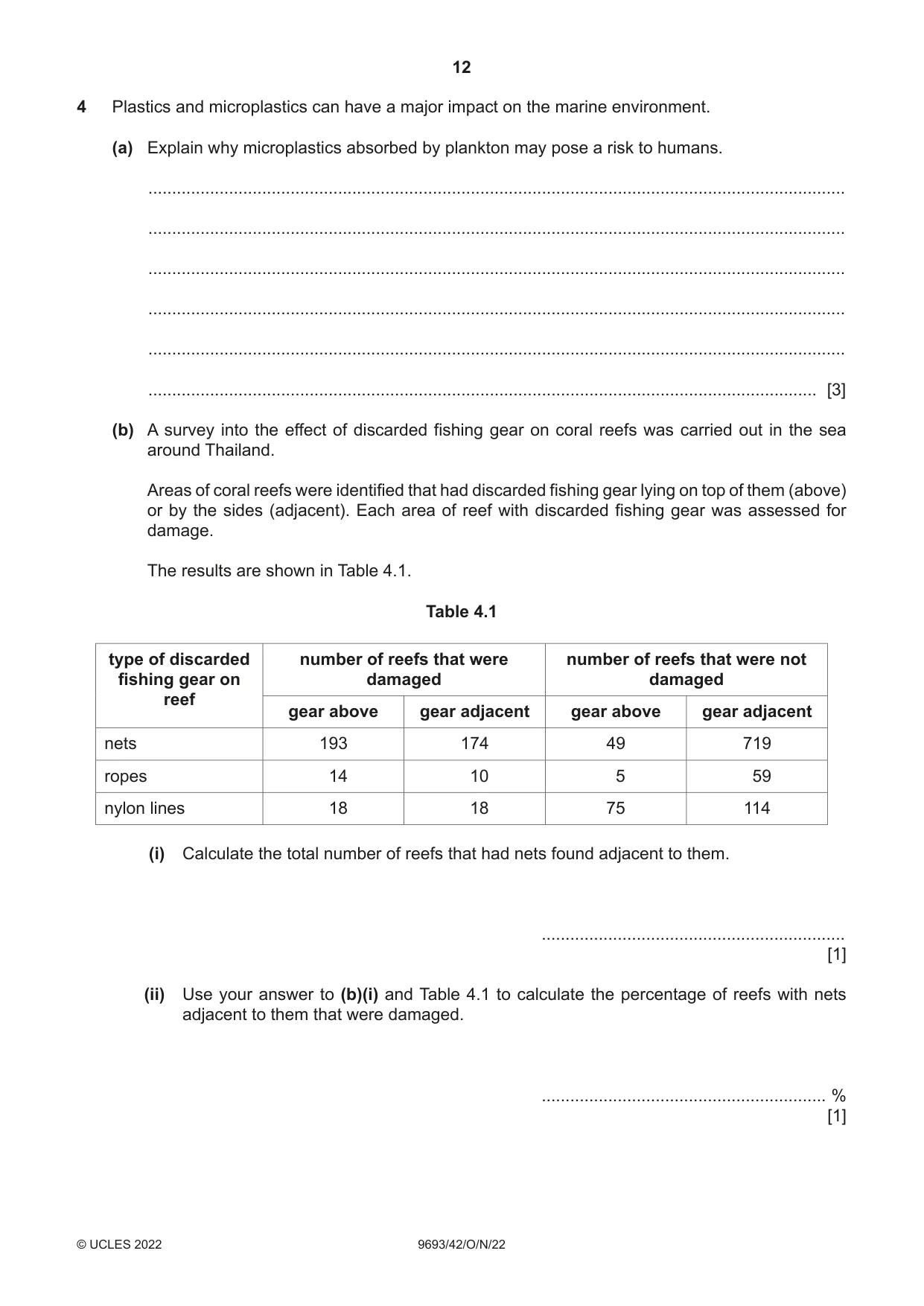 Cambridge A Level Marine Science 9693 2022 Oct/Nov Paper 4 · Variant 2 question paper, page 12 of 20