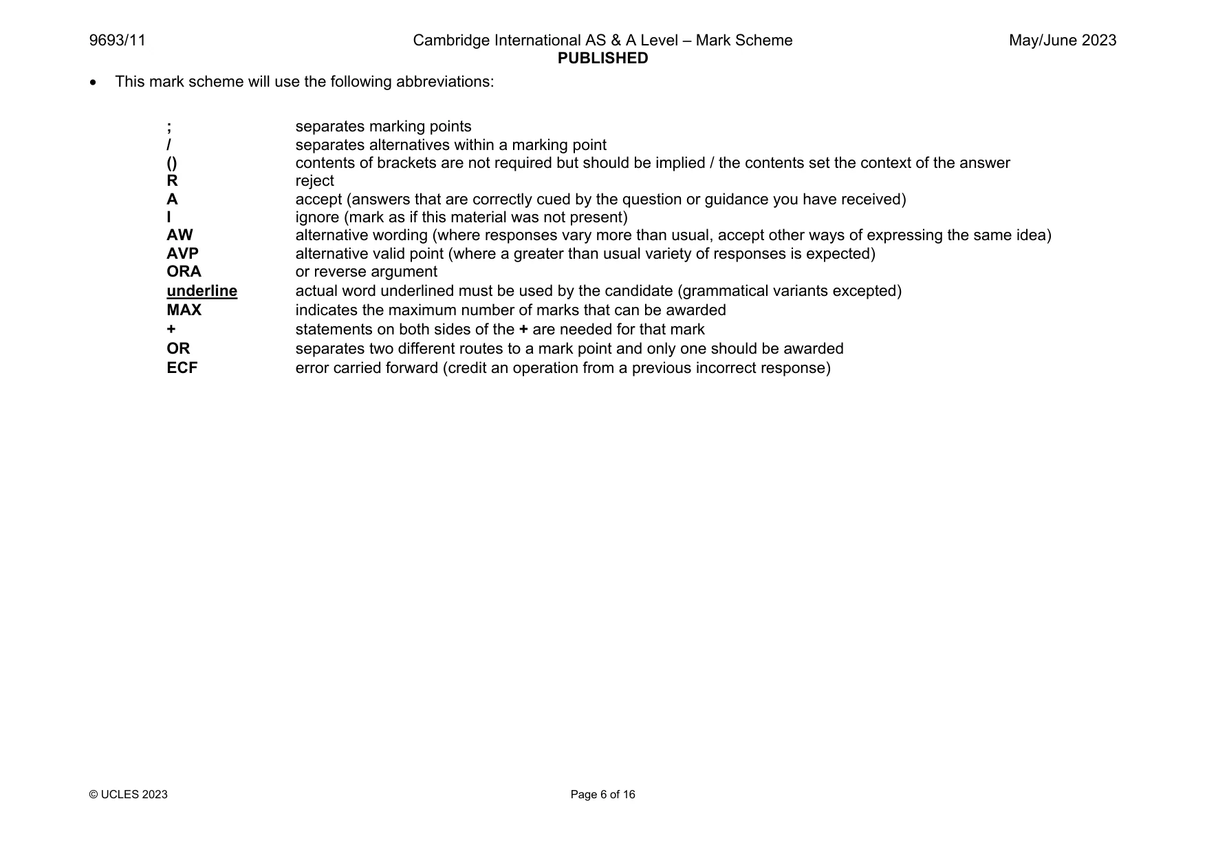 Mark scheme, page 6 of 16