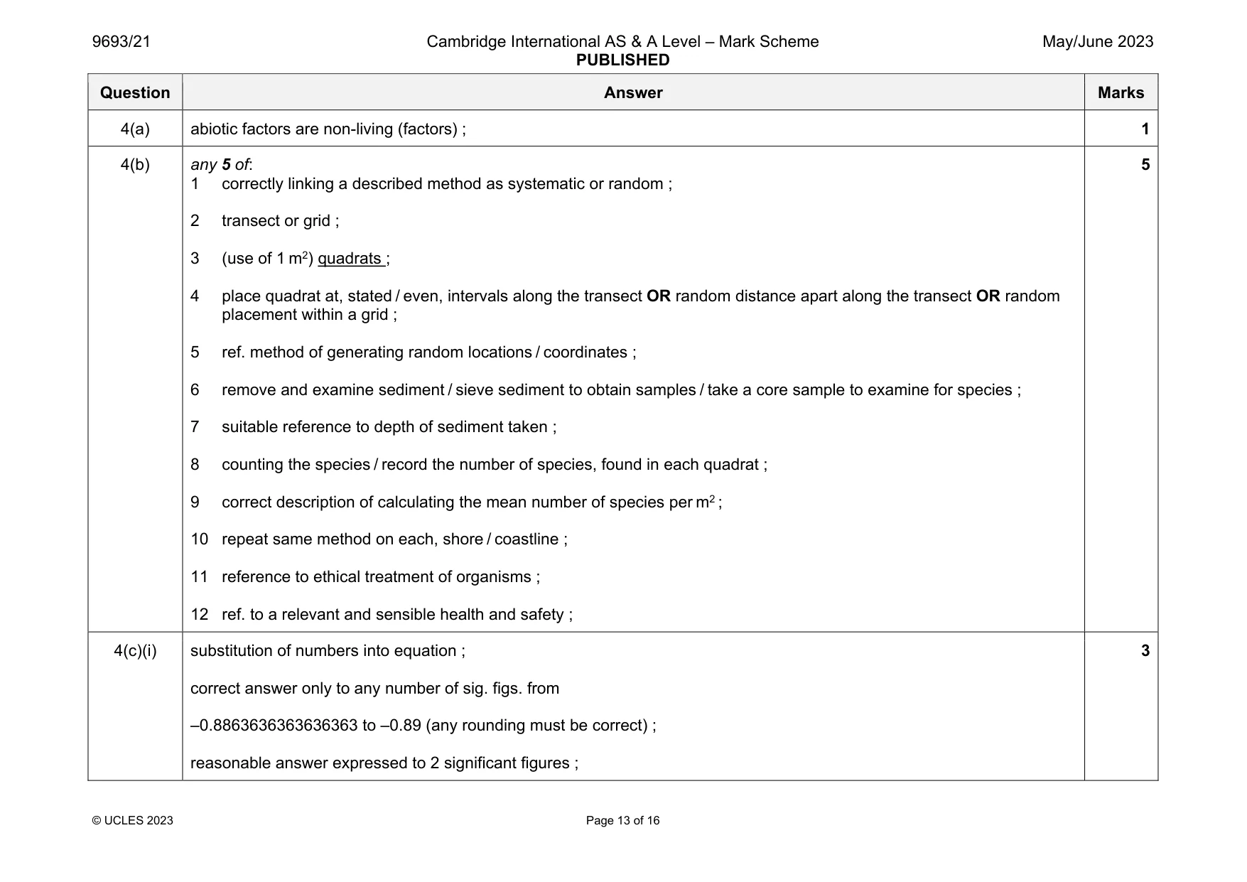 Mark scheme, page 13 of 16