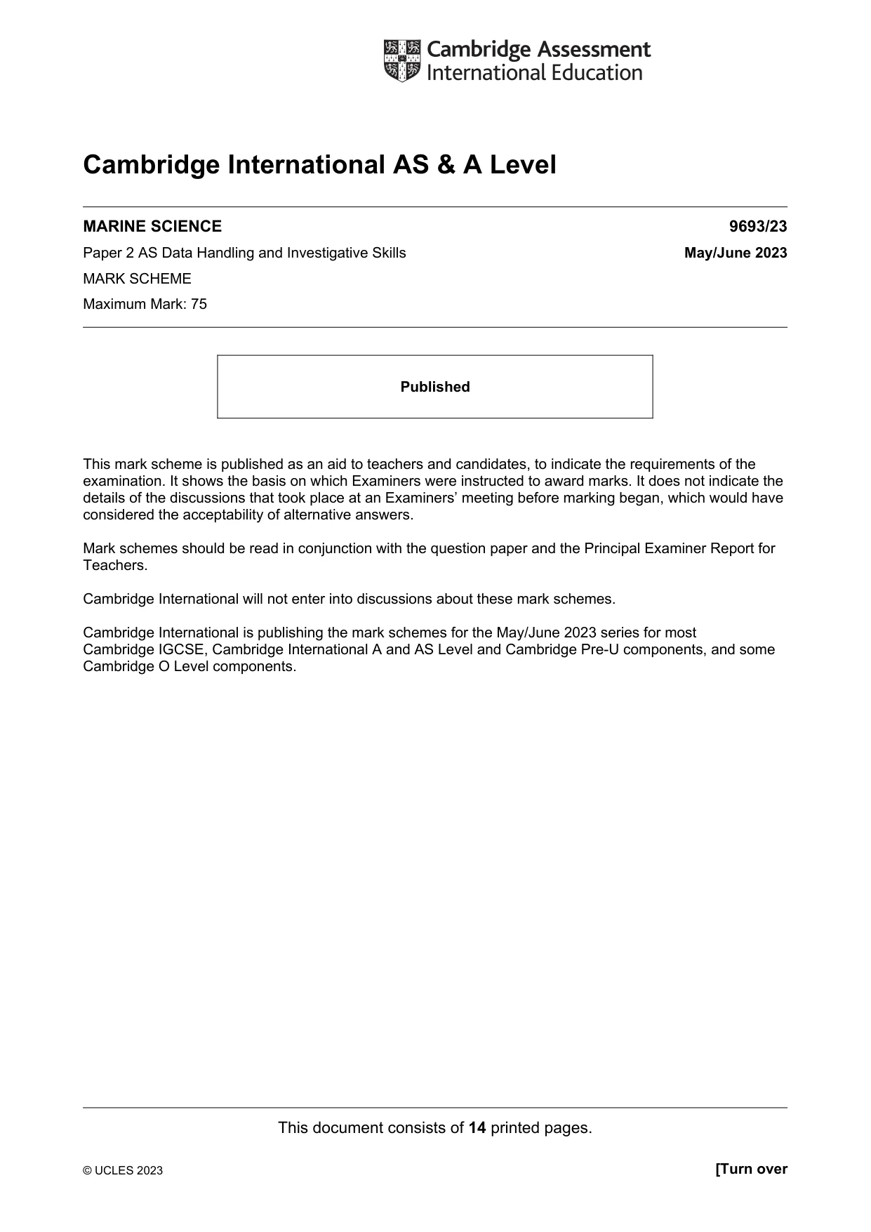 Mark scheme, page 1 of 14