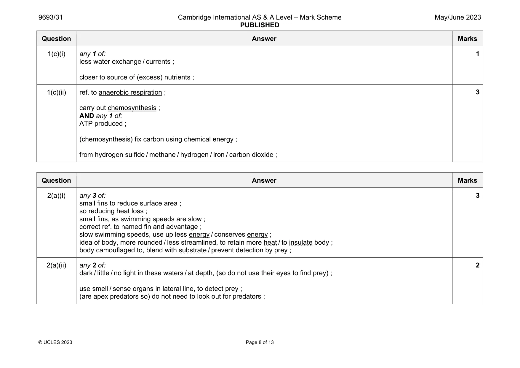 Mark scheme, page 8 of 13
