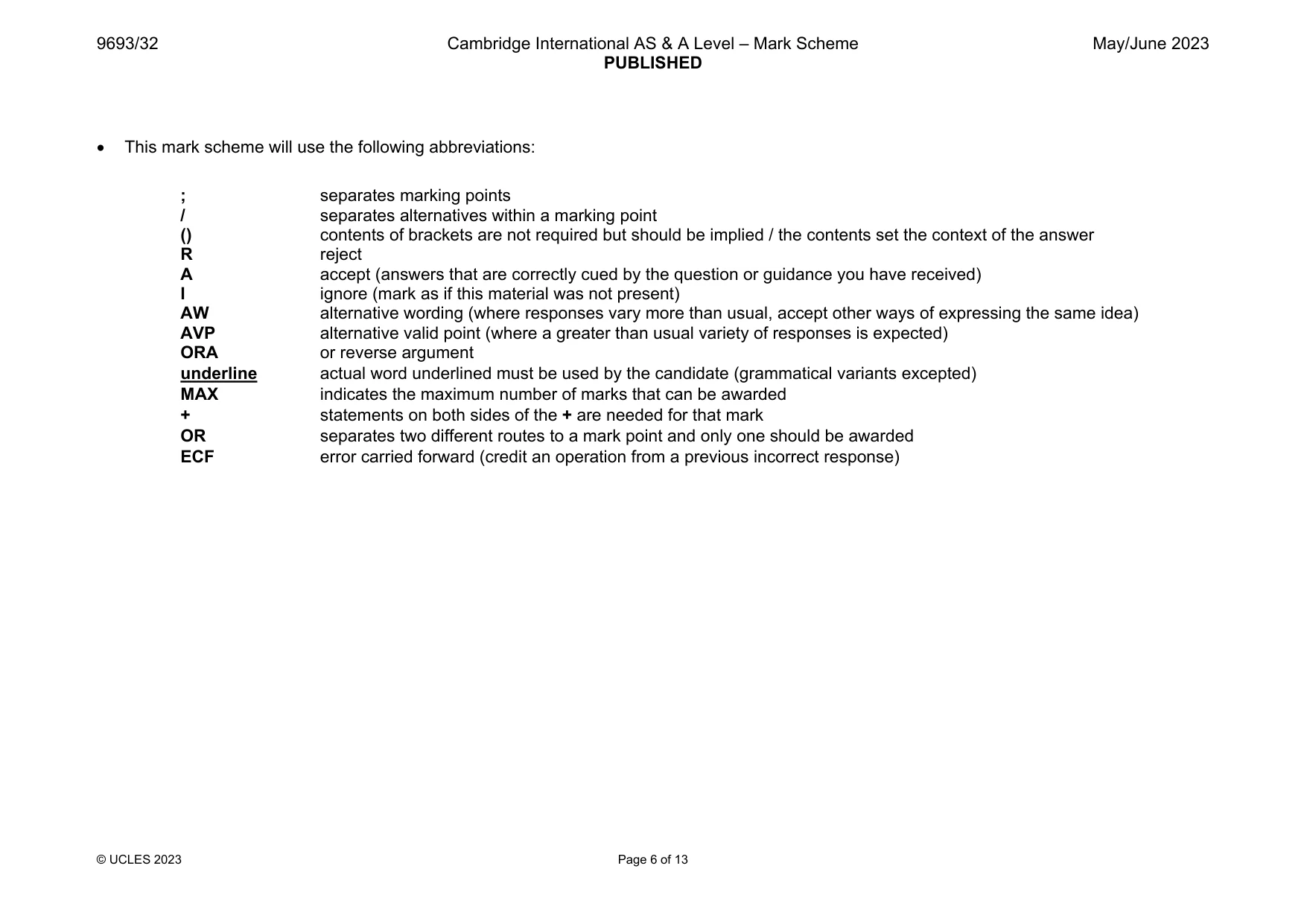 Mark scheme, page 6 of 13