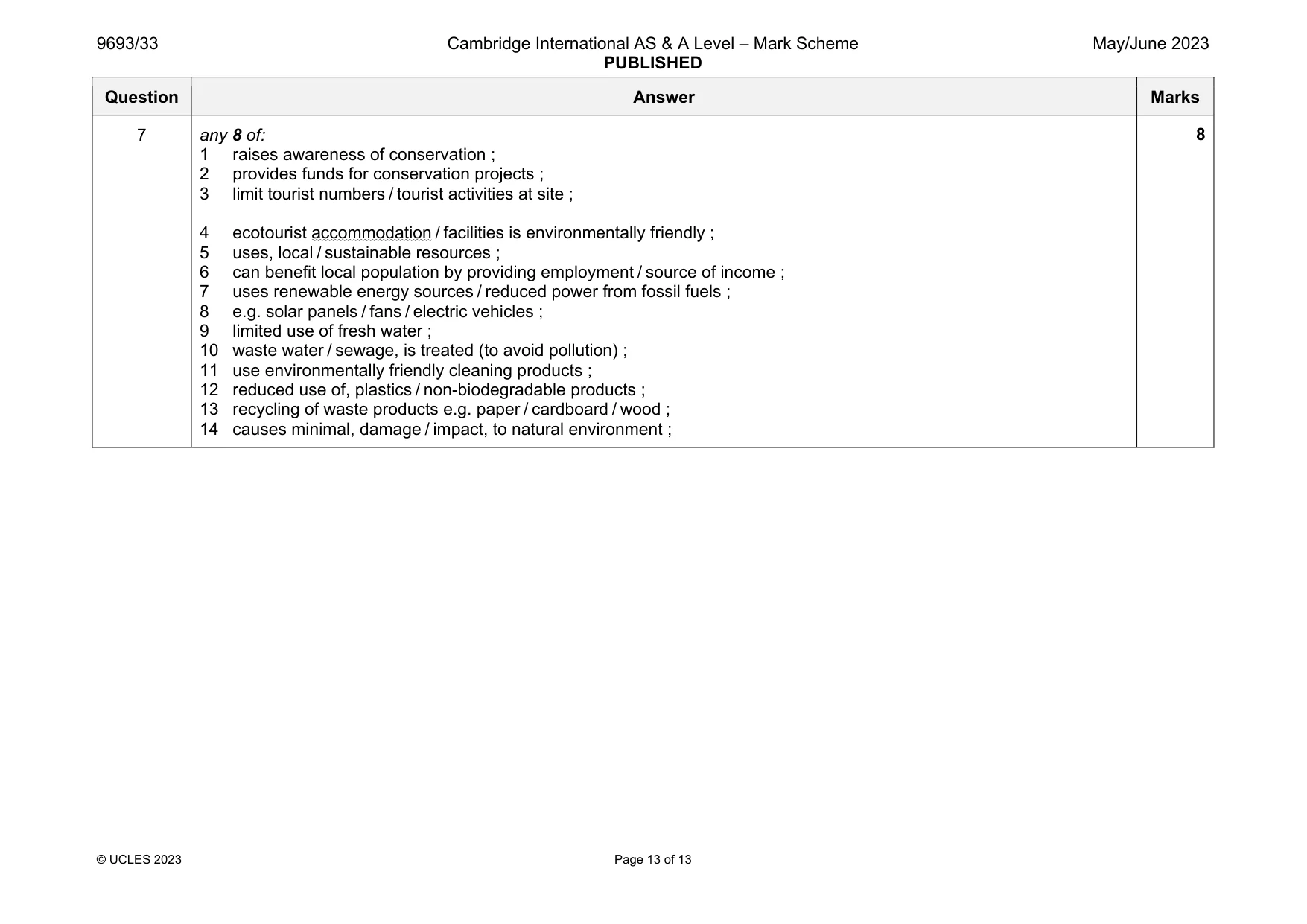 Mark scheme, page 13 of 13