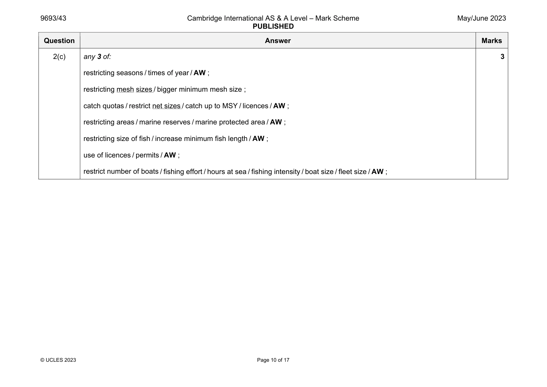 Mark scheme, page 10 of 17