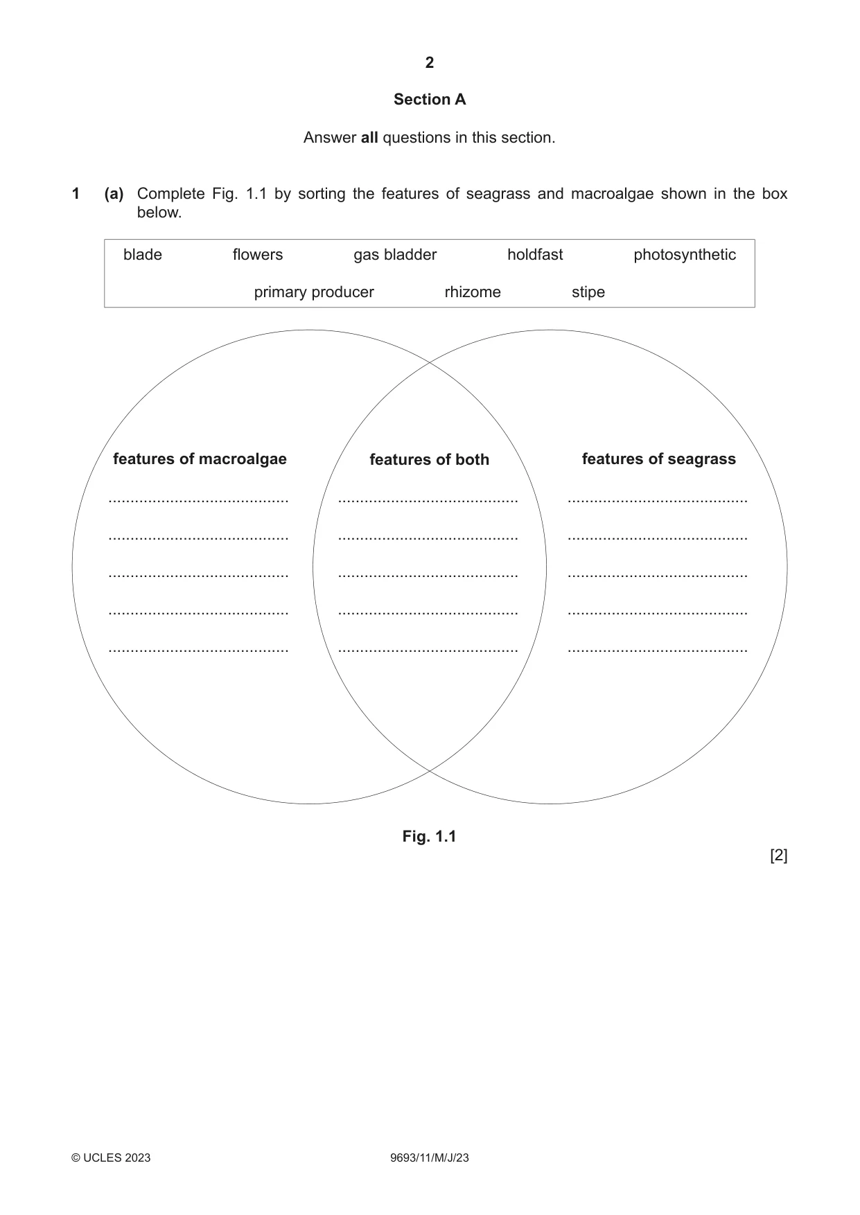 Cambridge A Level Marine Science 9693 2023 May/June Paper 1 · Variant 1 question paper, page 2 of 16