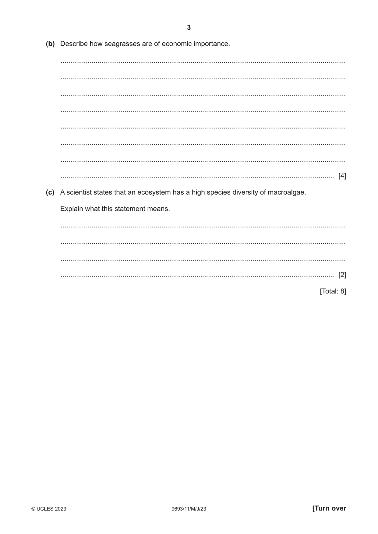 Cambridge A Level Marine Science 9693 2023 May/June Paper 1 · Variant 1 question paper, page 3 of 16