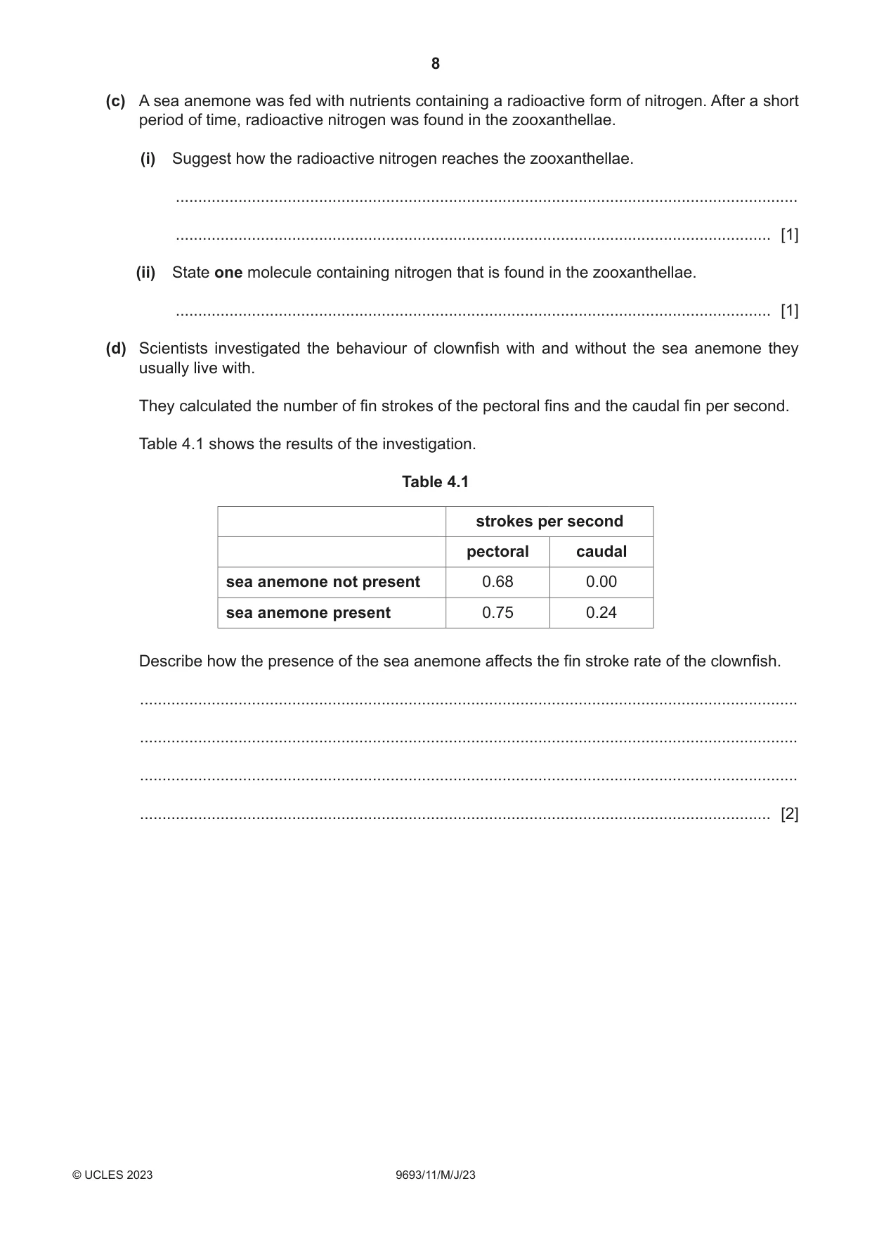 Cambridge A Level Marine Science 9693 2023 May/June Paper 1 · Variant 1 question paper, page 8 of 16