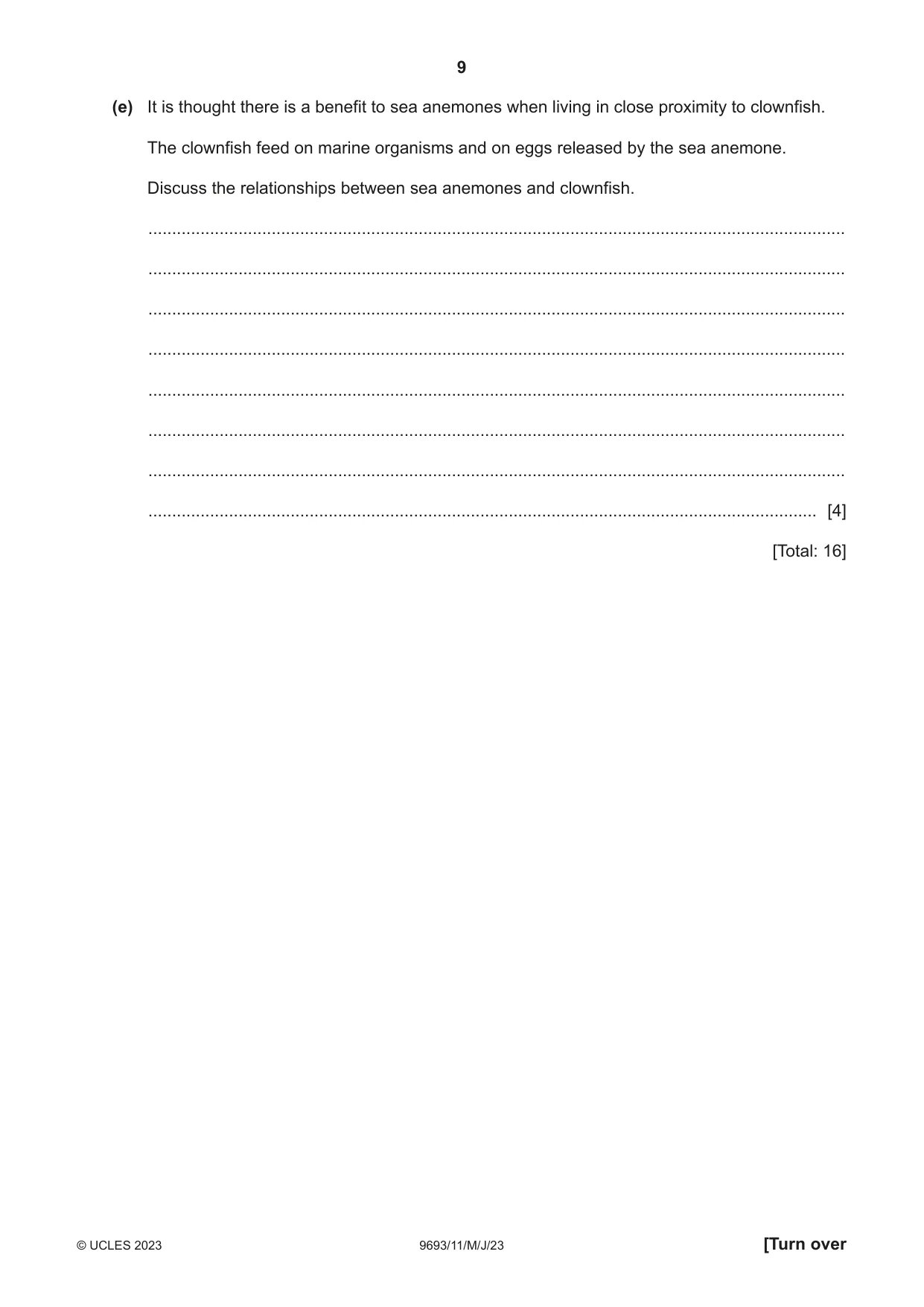 Cambridge A Level Marine Science 9693 2023 May/June Paper 1 · Variant 1 question paper, page 9 of 16