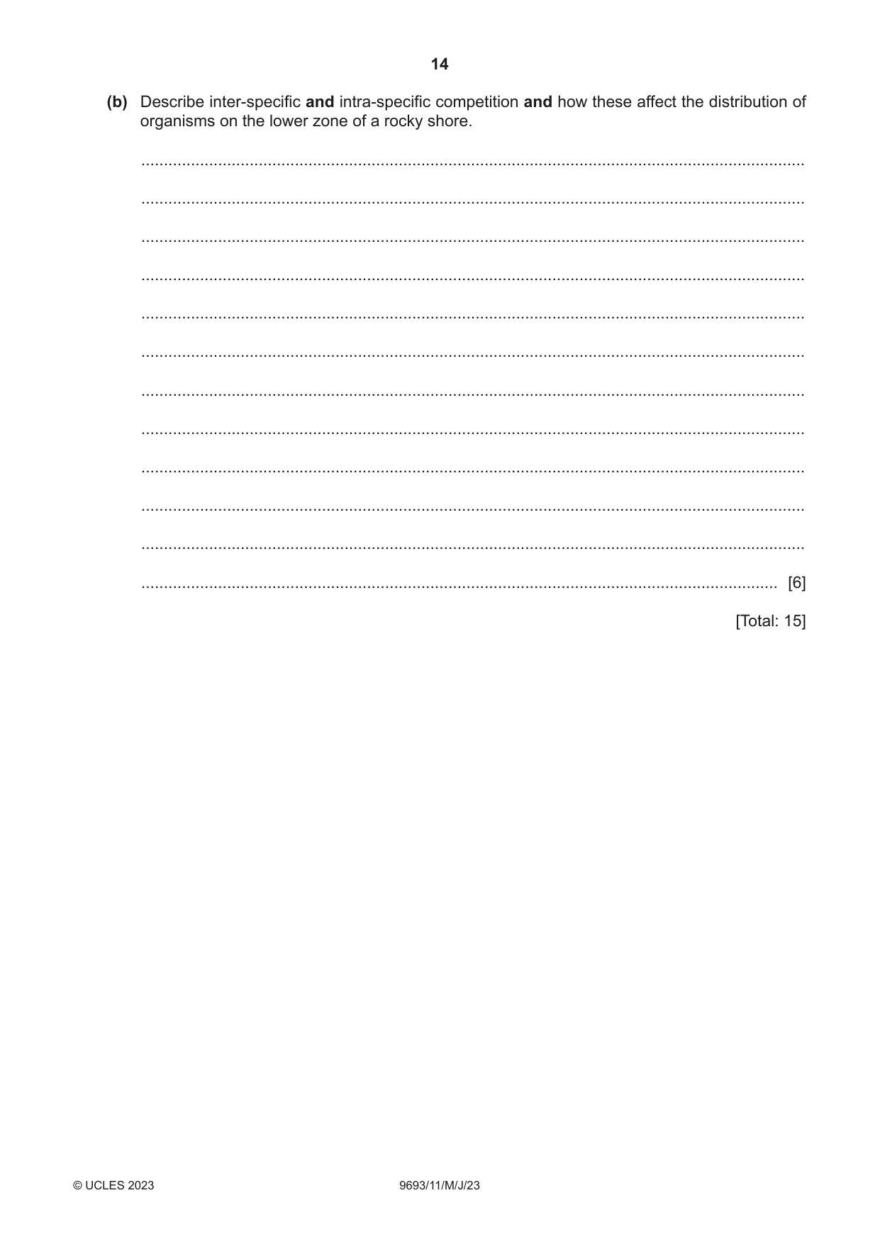 Cambridge A Level Marine Science 9693 2023 May/June Paper 1 · Variant 1 question paper, page 14 of 16