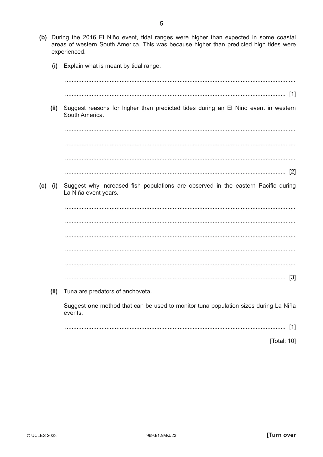 Cambridge A Level Marine Science 9693 2023 May/June Paper 1 · Variant 2 question paper, page 5 of 16