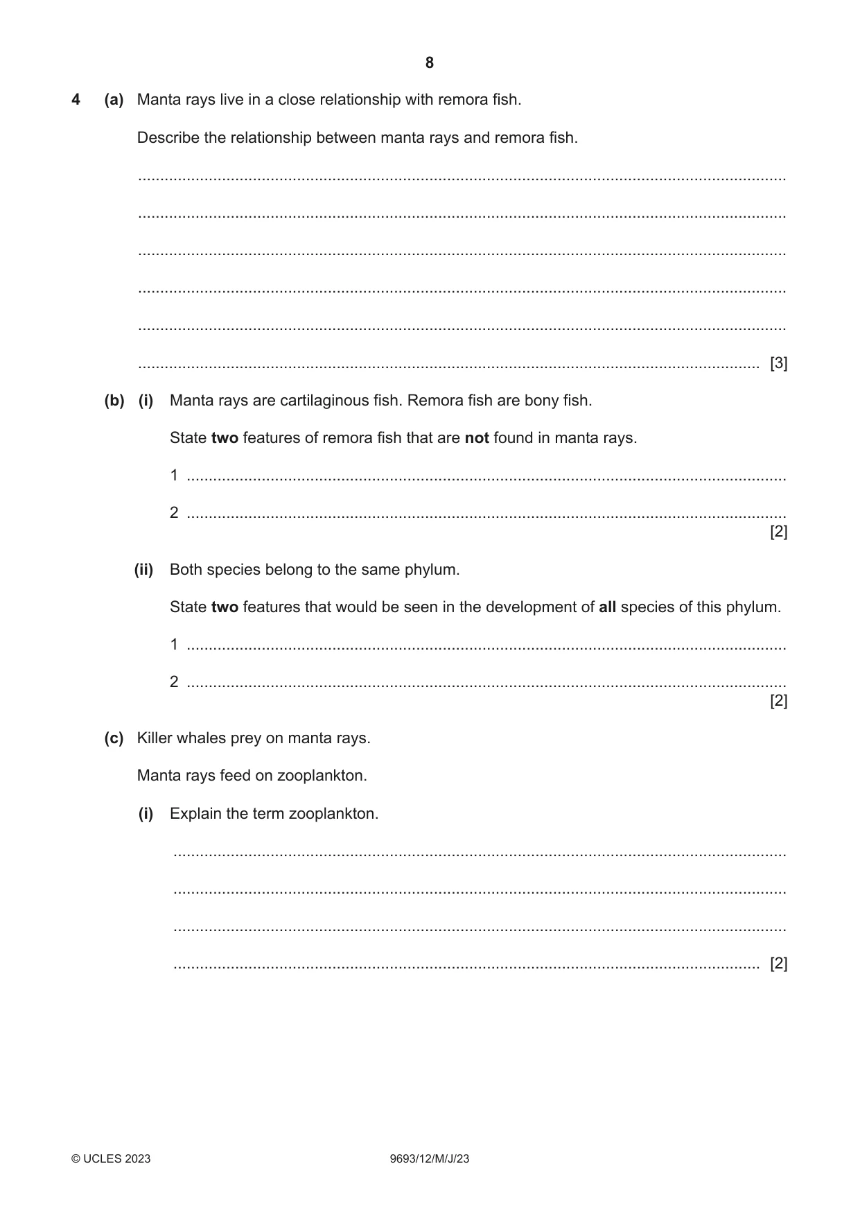 Cambridge A Level Marine Science 9693 2023 May/June Paper 1 · Variant 2 question paper, page 8 of 16