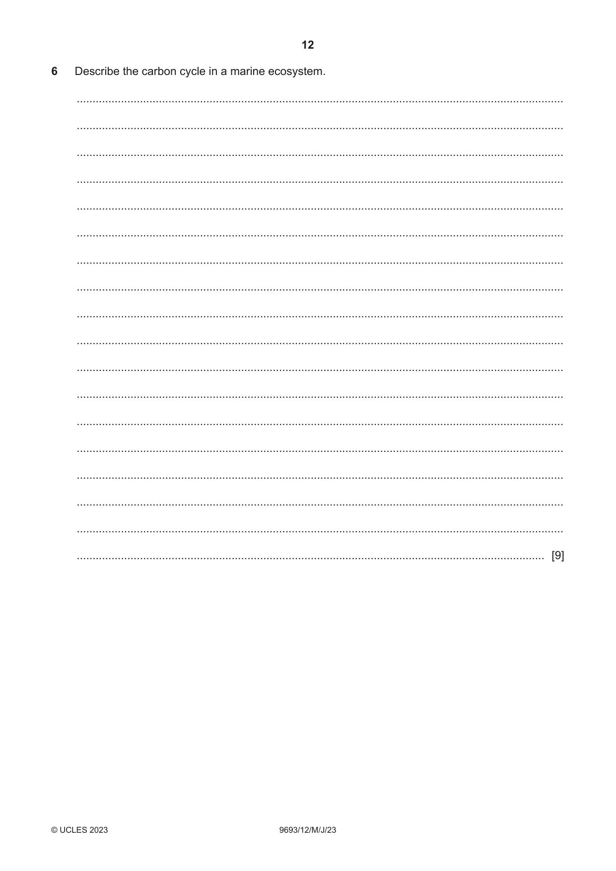Cambridge A Level Marine Science 9693 2023 May/June Paper 1 · Variant 2 question paper, page 12 of 16