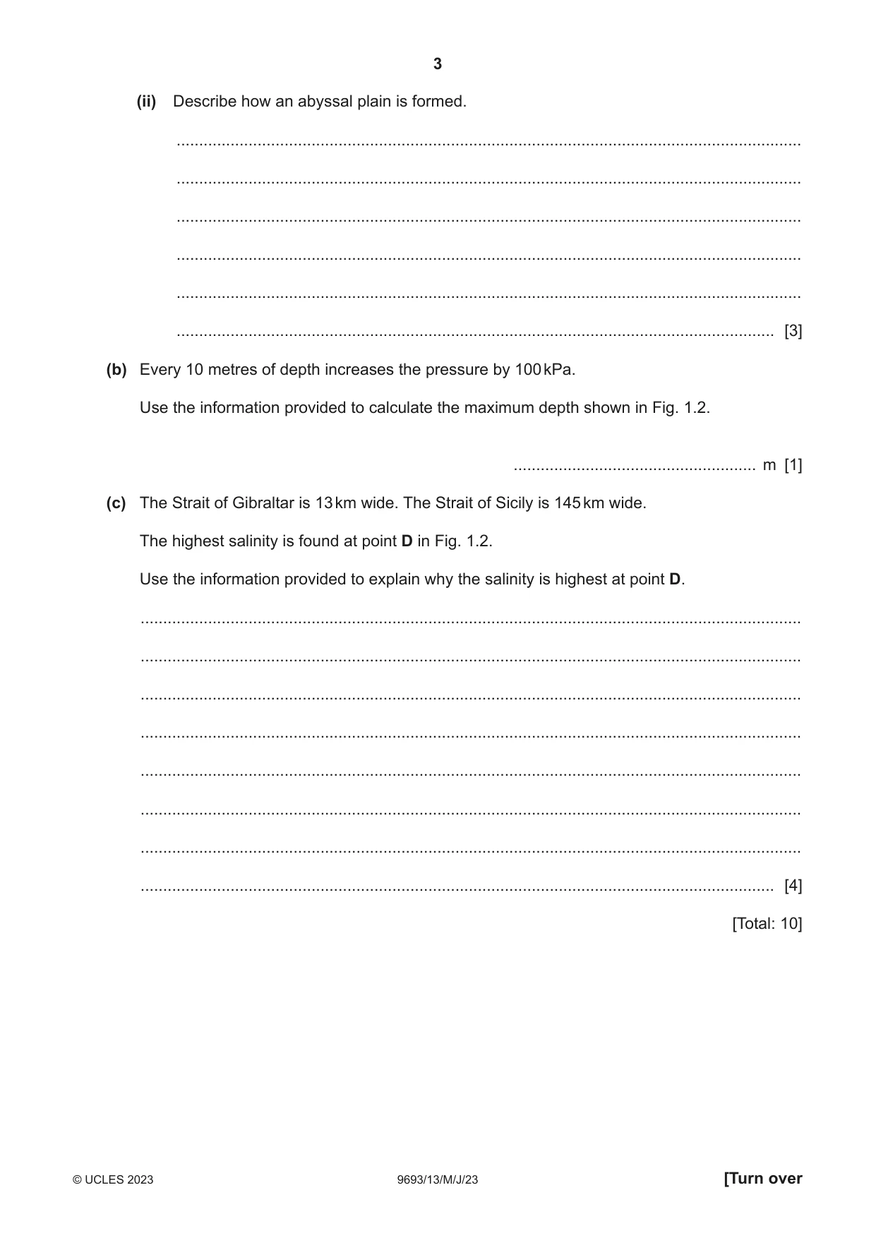 Cambridge A Level Marine Science 9693 2023 May/June Paper 1 · Variant 3 question paper, page 3 of 16