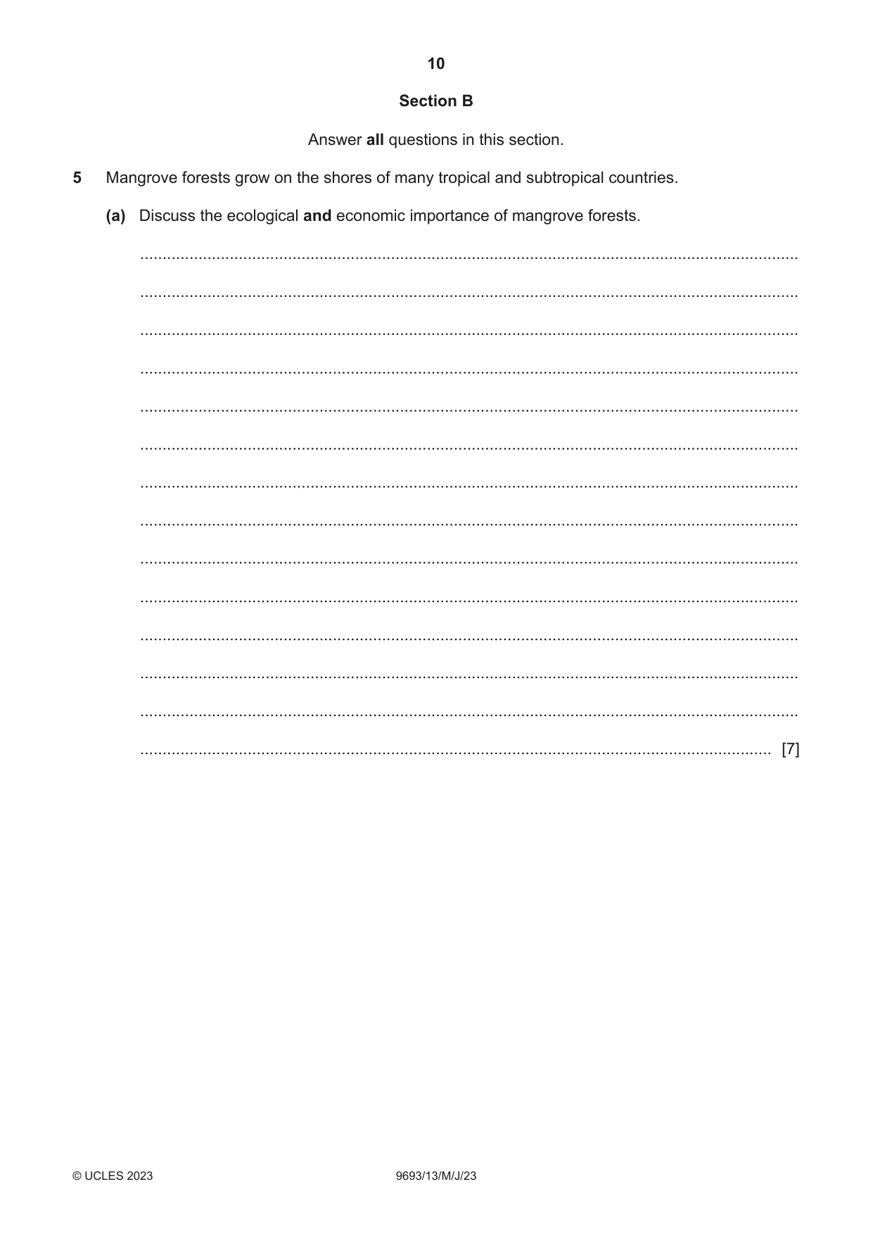 Cambridge A Level Marine Science 9693 2023 May/June Paper 1 · Variant 3 question paper, page 10 of 16