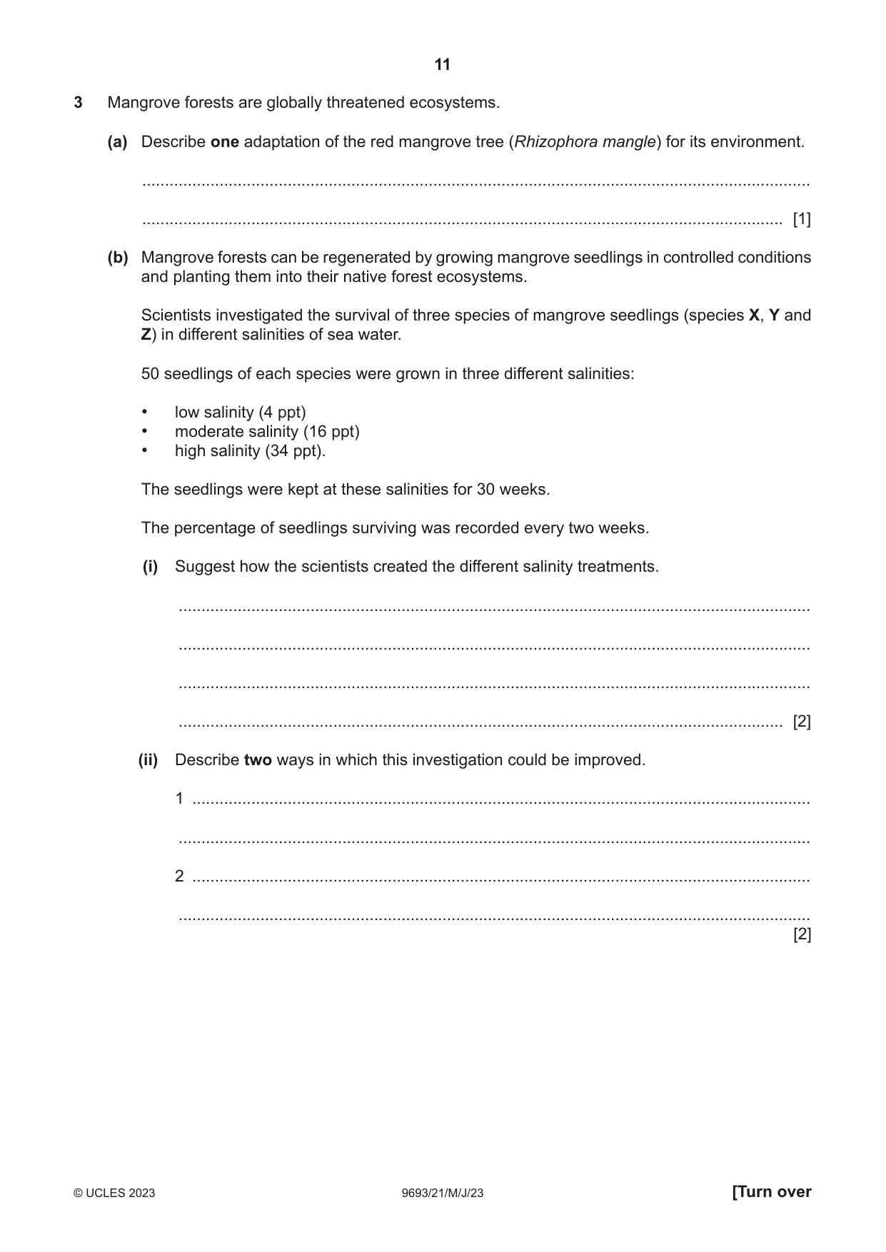 Cambridge A Level Marine Science 9693 2023 May/June Paper 2 · Variant 1 question paper, page 11 of 28