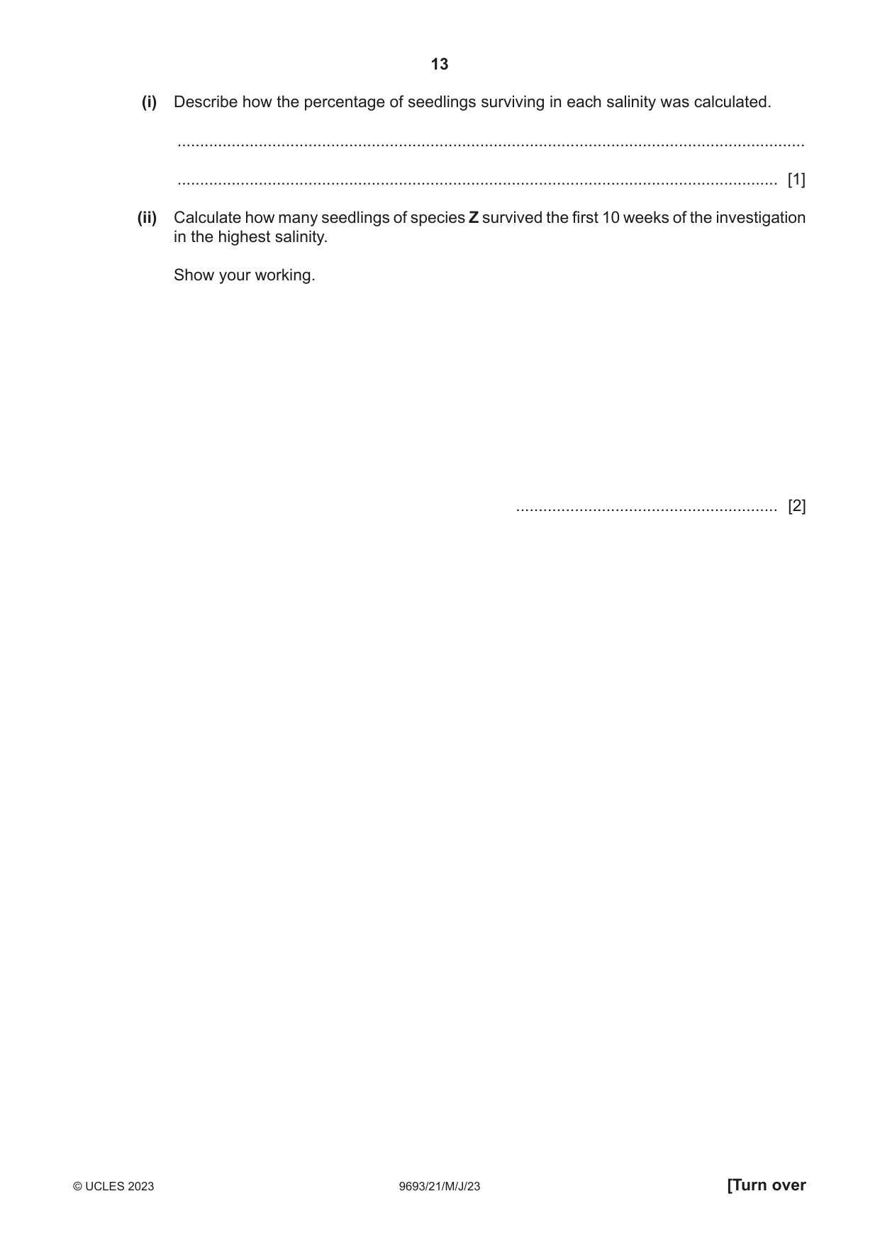 Cambridge A Level Marine Science 9693 2023 May/June Paper 2 · Variant 1 question paper, page 13 of 28