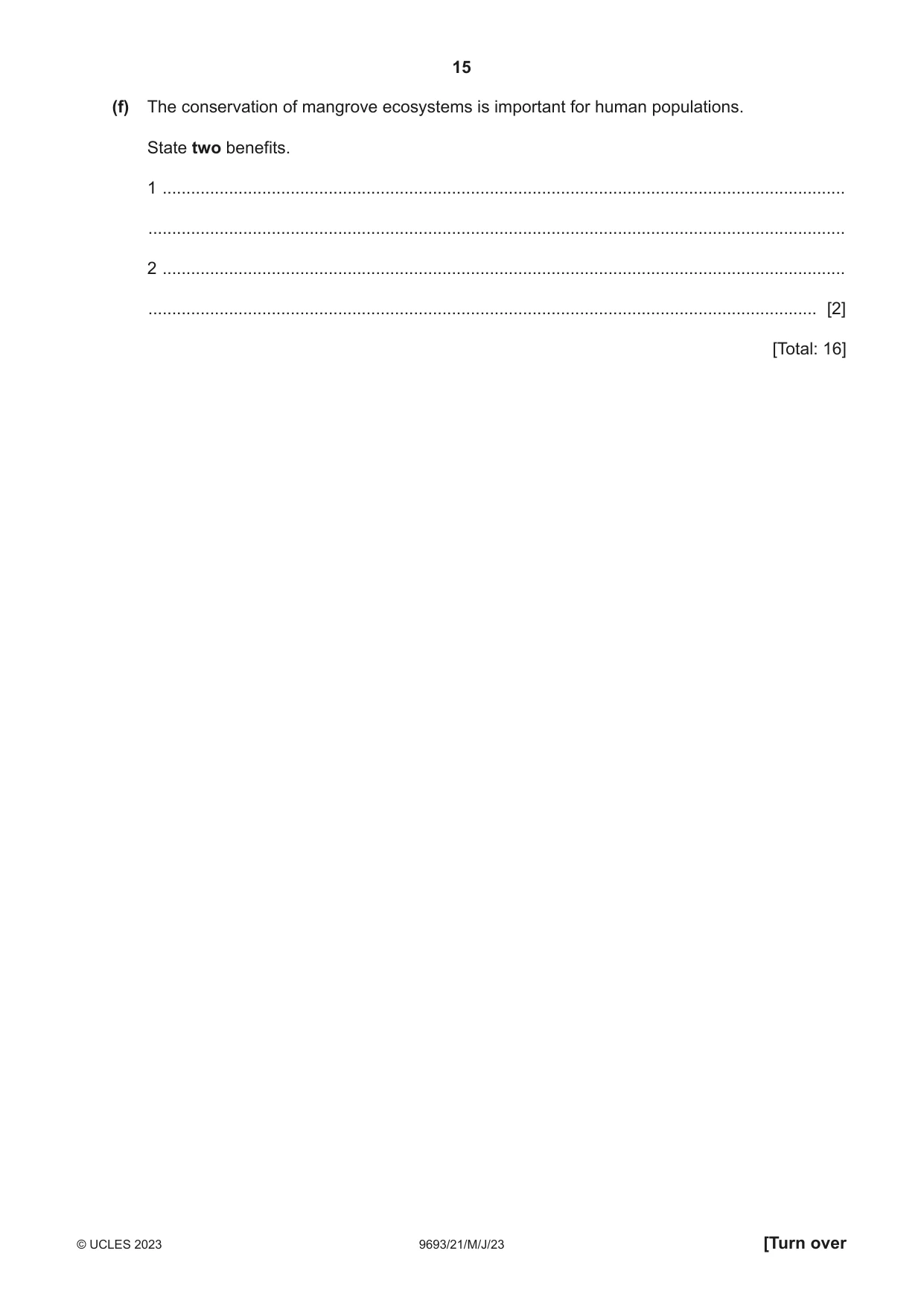 Cambridge A Level Marine Science 9693 2023 May/June Paper 2 · Variant 1 question paper, page 15 of 28