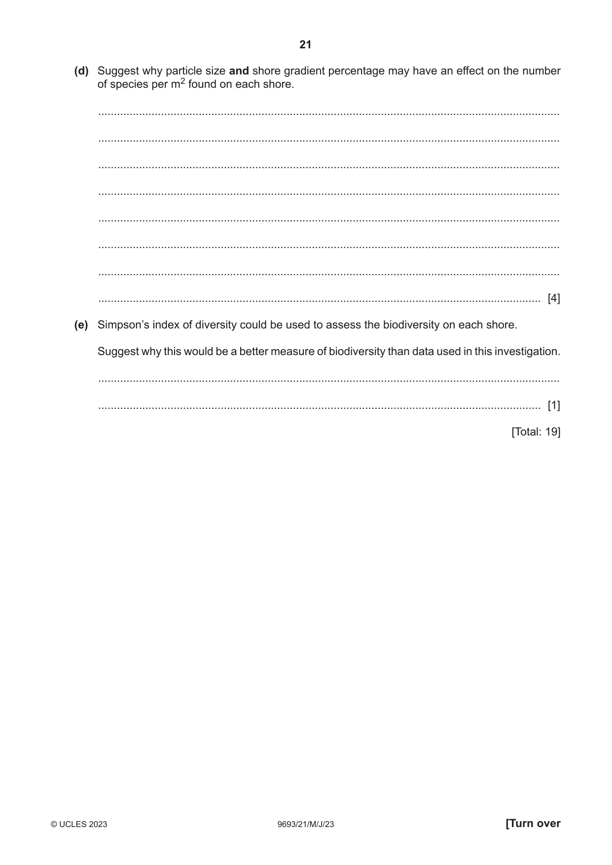 Cambridge A Level Marine Science 9693 2023 May/June Paper 2 · Variant 1 question paper, page 21 of 28