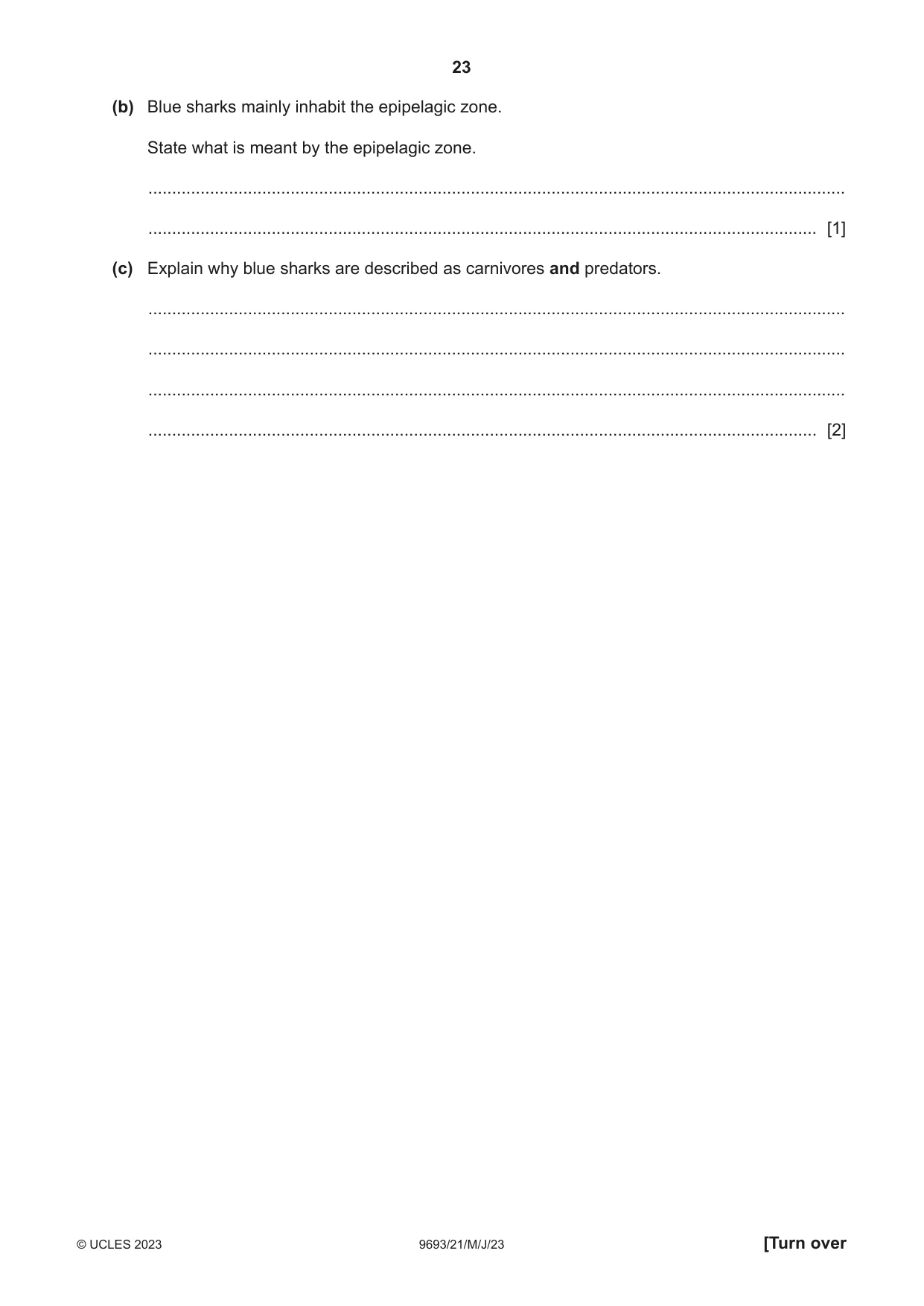 Cambridge A Level Marine Science 9693 2023 May/June Paper 2 · Variant 1 question paper, page 23 of 28