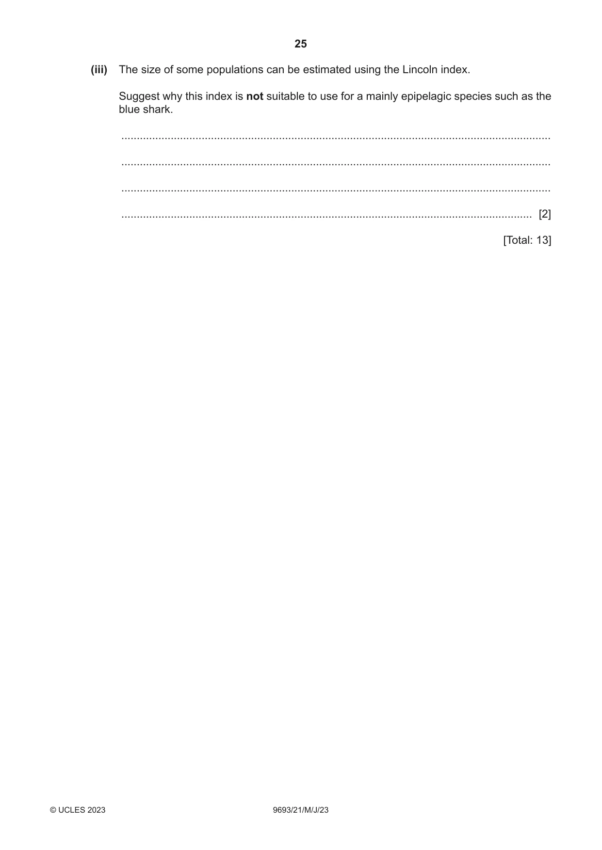 Cambridge A Level Marine Science 9693 2023 May/June Paper 2 · Variant 1 question paper, page 25 of 28