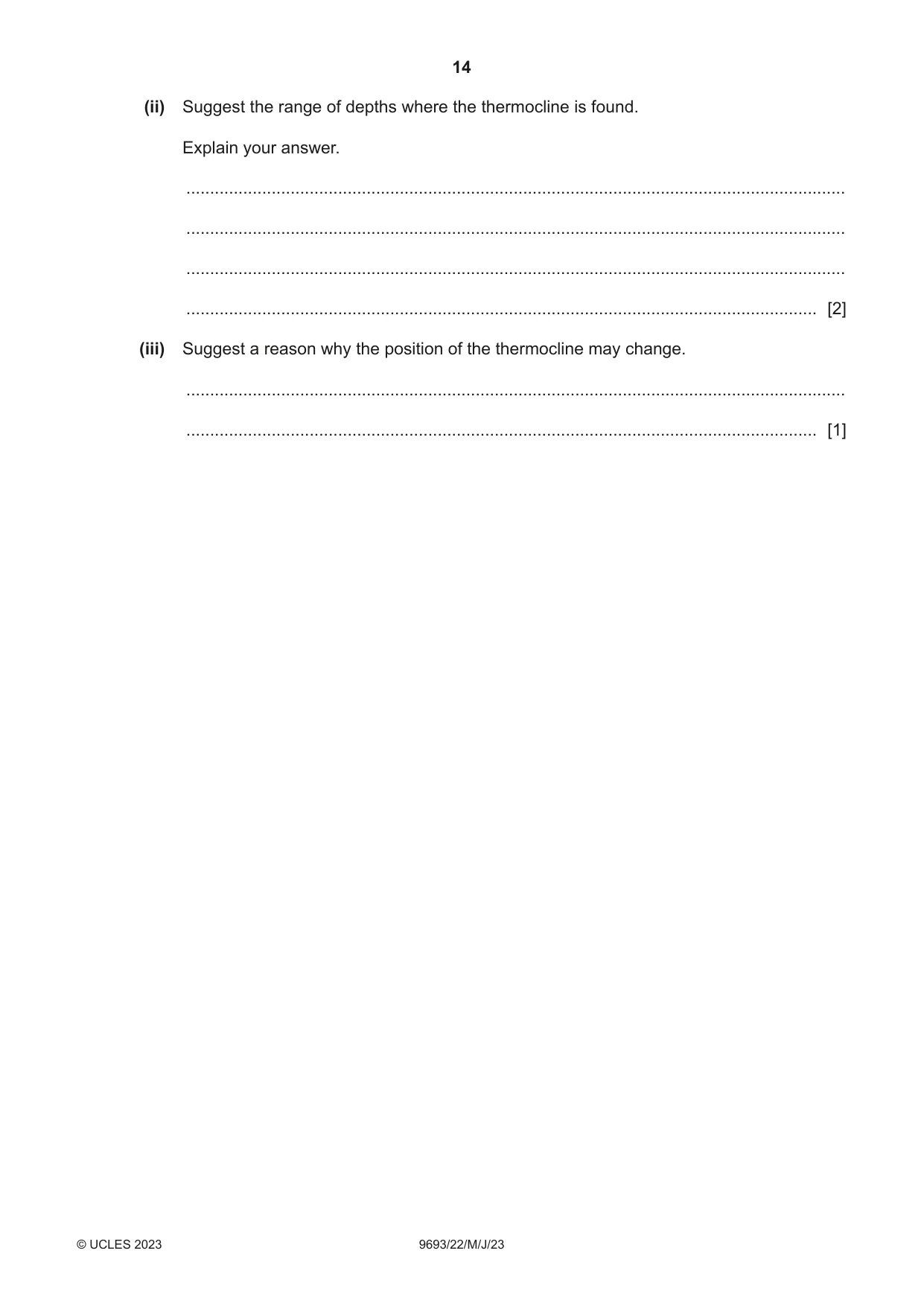 Cambridge A Level Marine Science 9693 2023 May/June Paper 2 · Variant 2 question paper, page 14 of 28