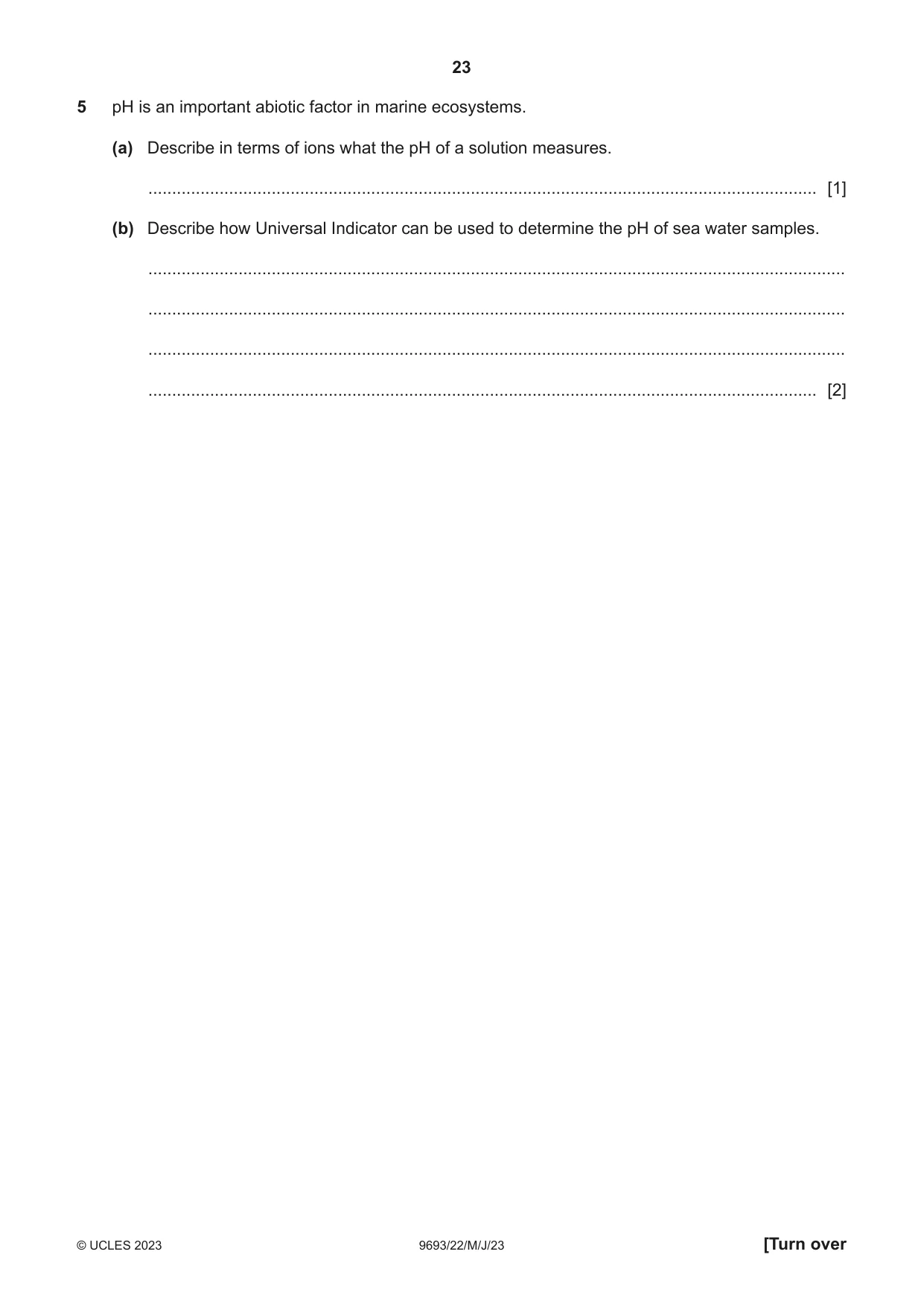 Cambridge A Level Marine Science 9693 2023 May/June Paper 2 · Variant 2 question paper, page 23 of 28