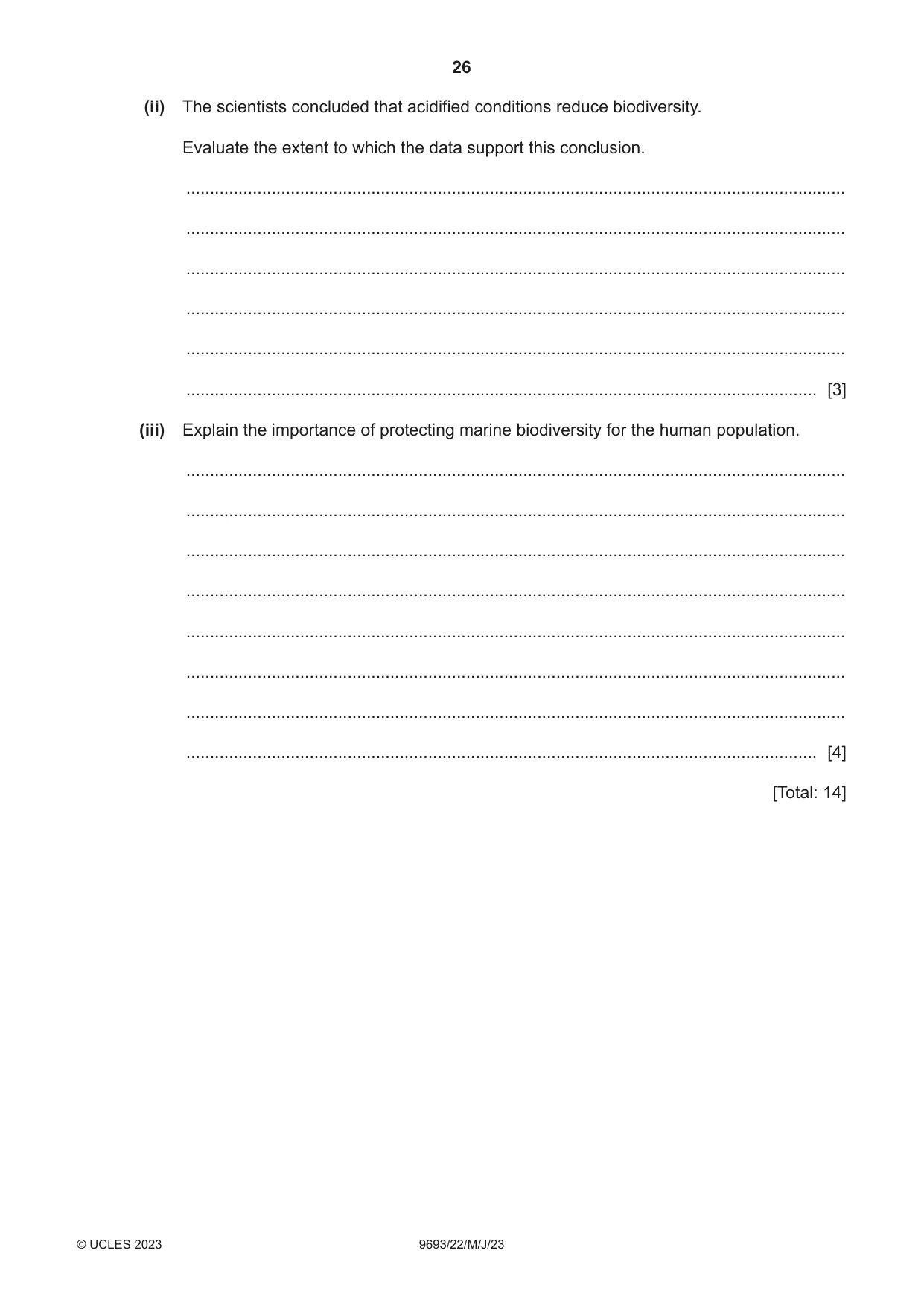 Cambridge A Level Marine Science 9693 2023 May/June Paper 2 · Variant 2 question paper, page 26 of 28