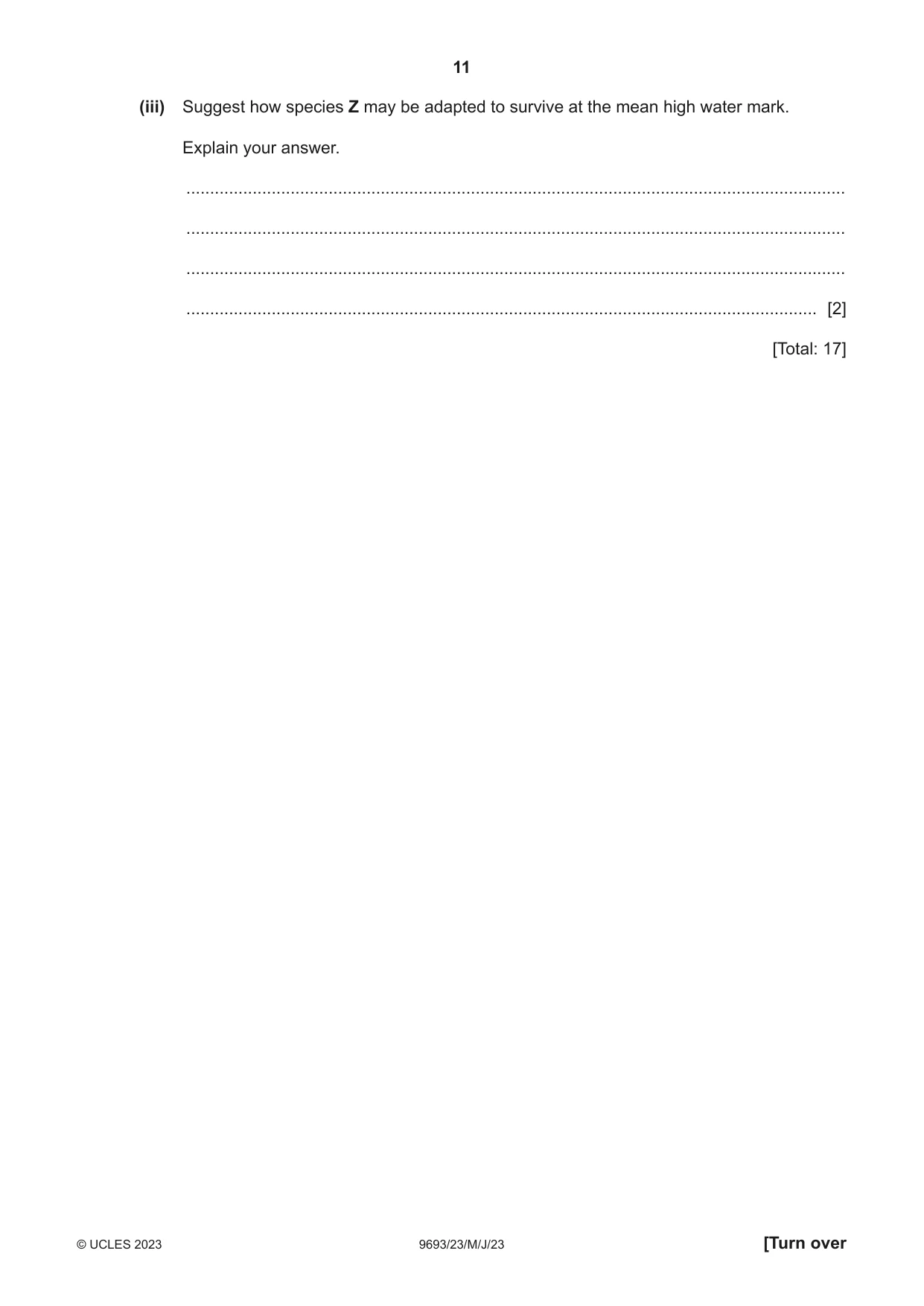 Cambridge A Level Marine Science 9693 2023 May/June Paper 2 · Variant 3 question paper, page 11 of 28
