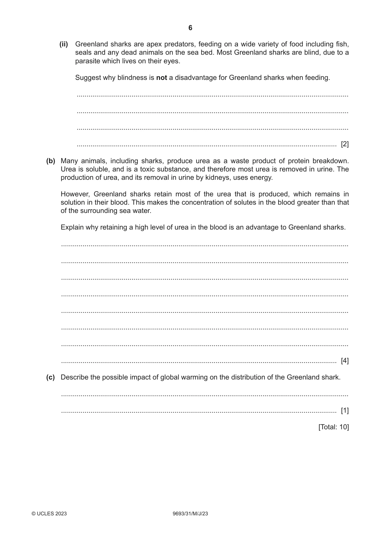 Cambridge A Level Marine Science 9693 2023 May/June Paper 3 · Variant 1 question paper, page 6 of 16