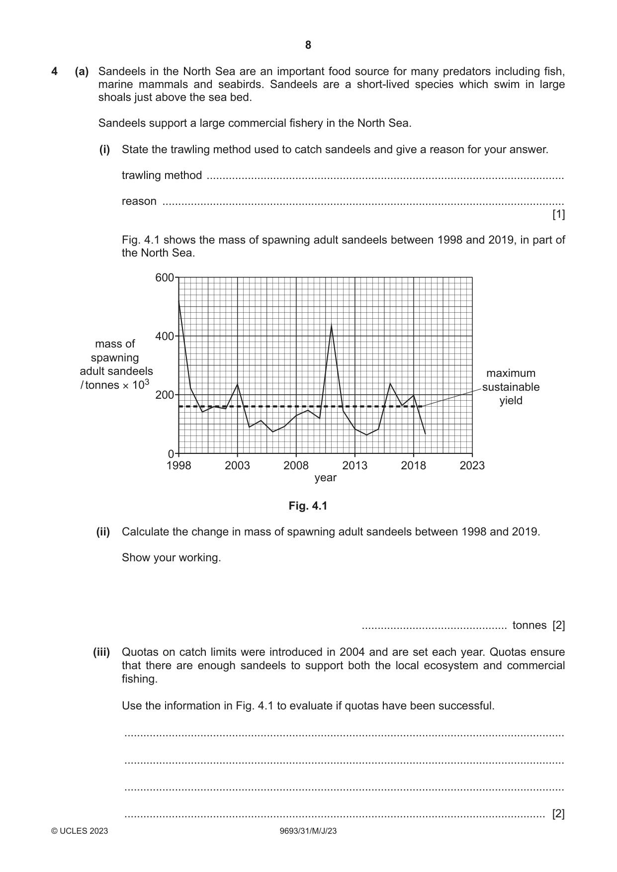 Cambridge A Level Marine Science 9693 2023 May/June Paper 3 · Variant 1 question paper, page 8 of 16