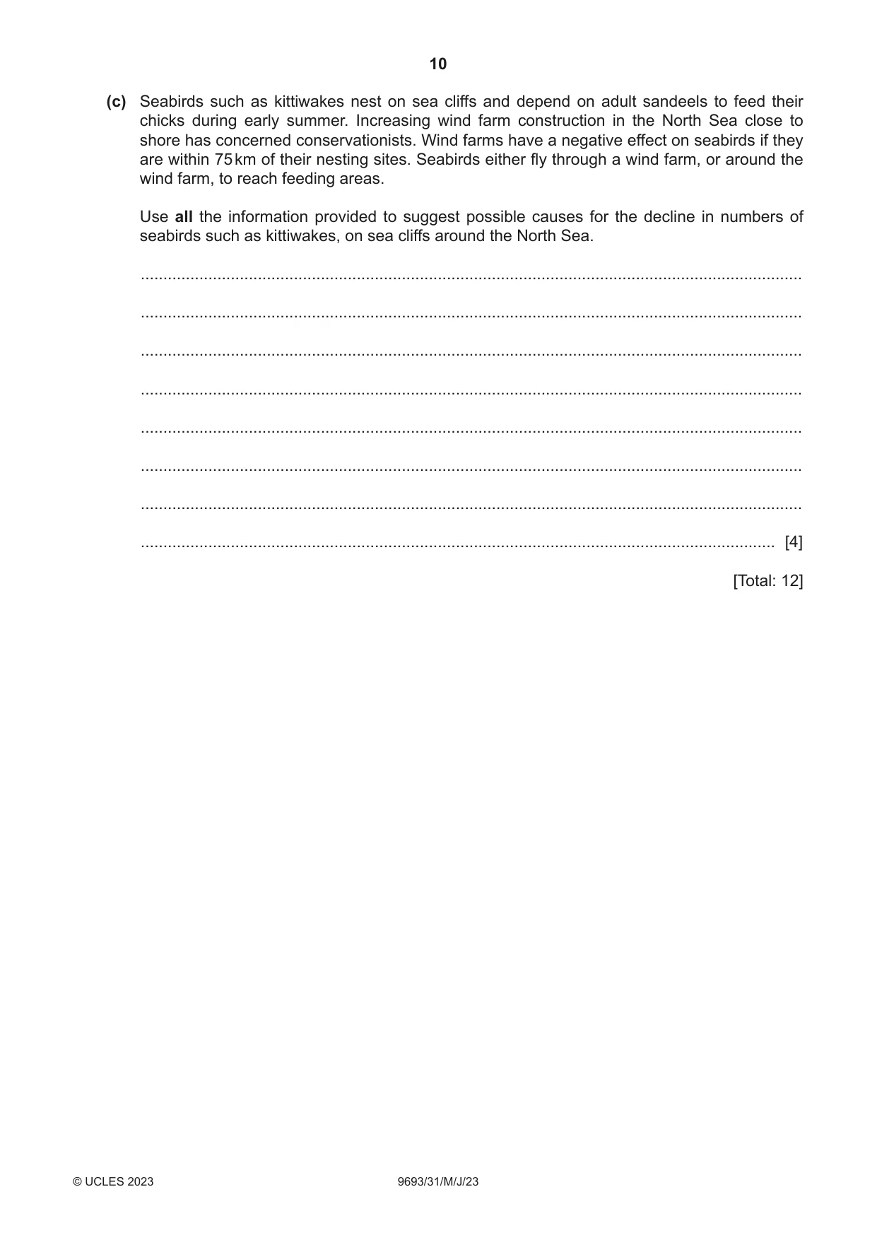 Cambridge A Level Marine Science 9693 2023 May/June Paper 3 · Variant 1 question paper, page 10 of 16