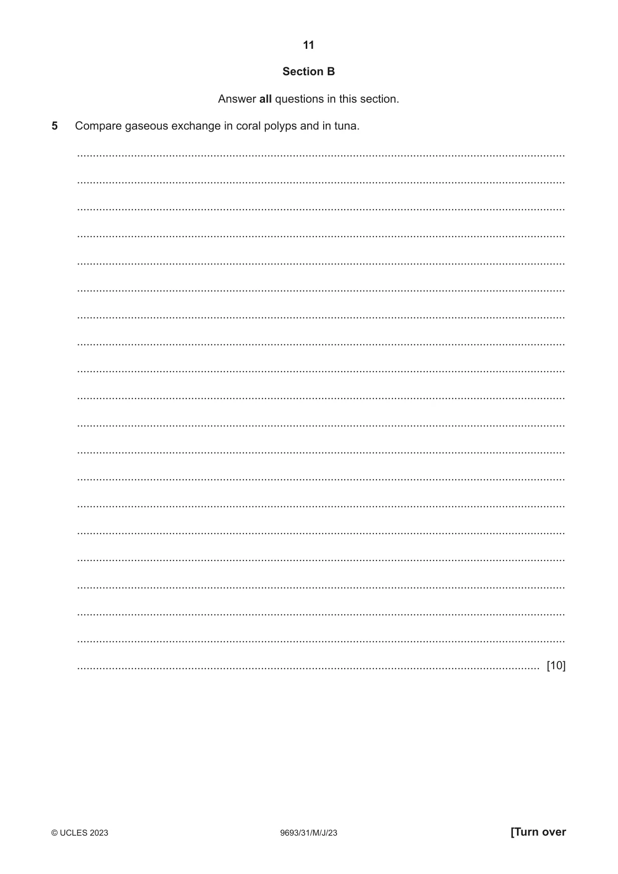 Cambridge A Level Marine Science 9693 2023 May/June Paper 3 · Variant 1 question paper, page 11 of 16