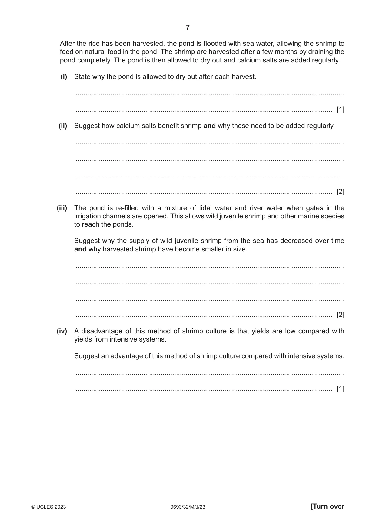 Cambridge A Level Marine Science 9693 2023 May/June Paper 3 · Variant 2 question paper, page 7 of 16