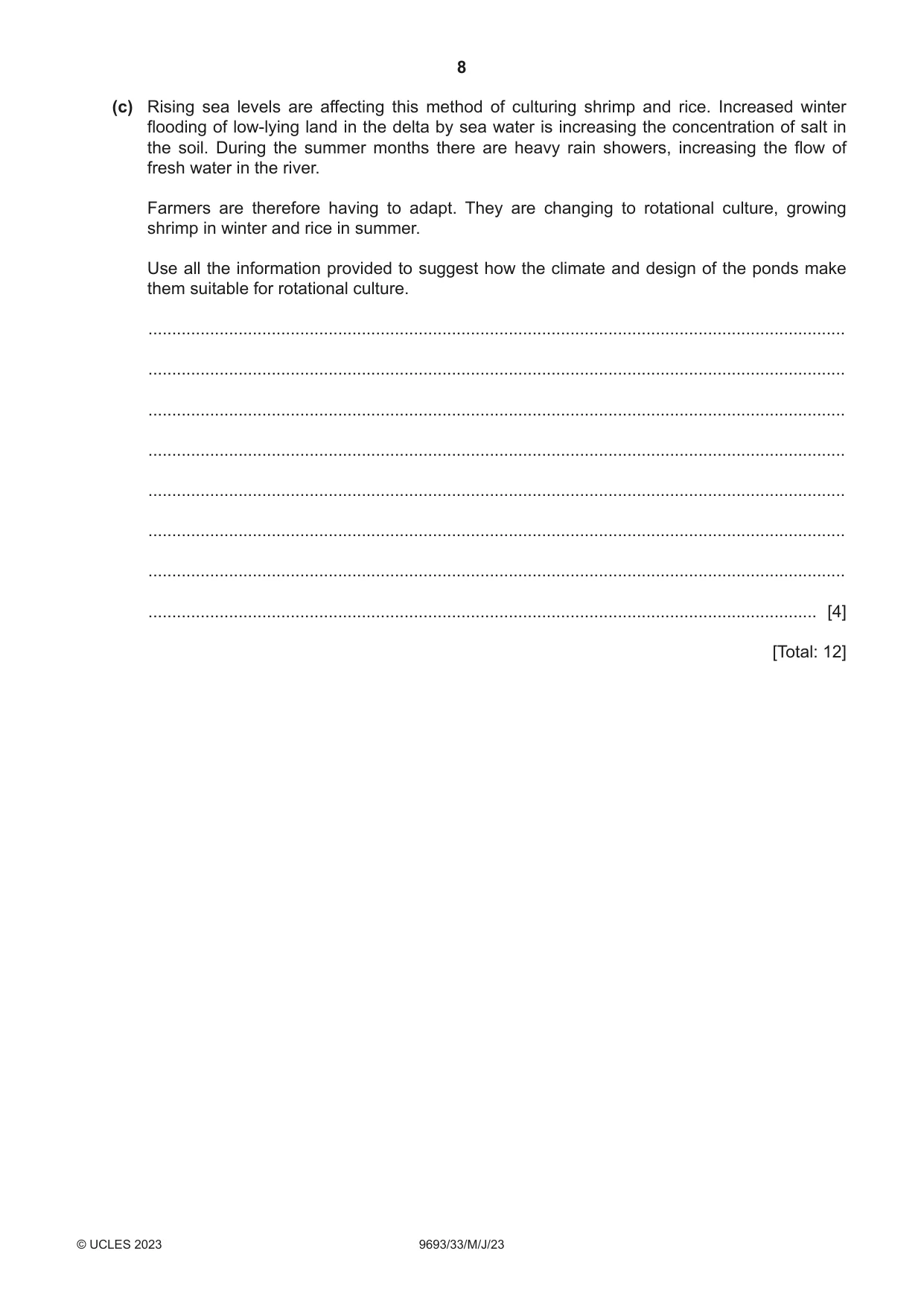 Cambridge A Level Marine Science 9693 2023 May/June Paper 3 · Variant 3 question paper, page 8 of 16