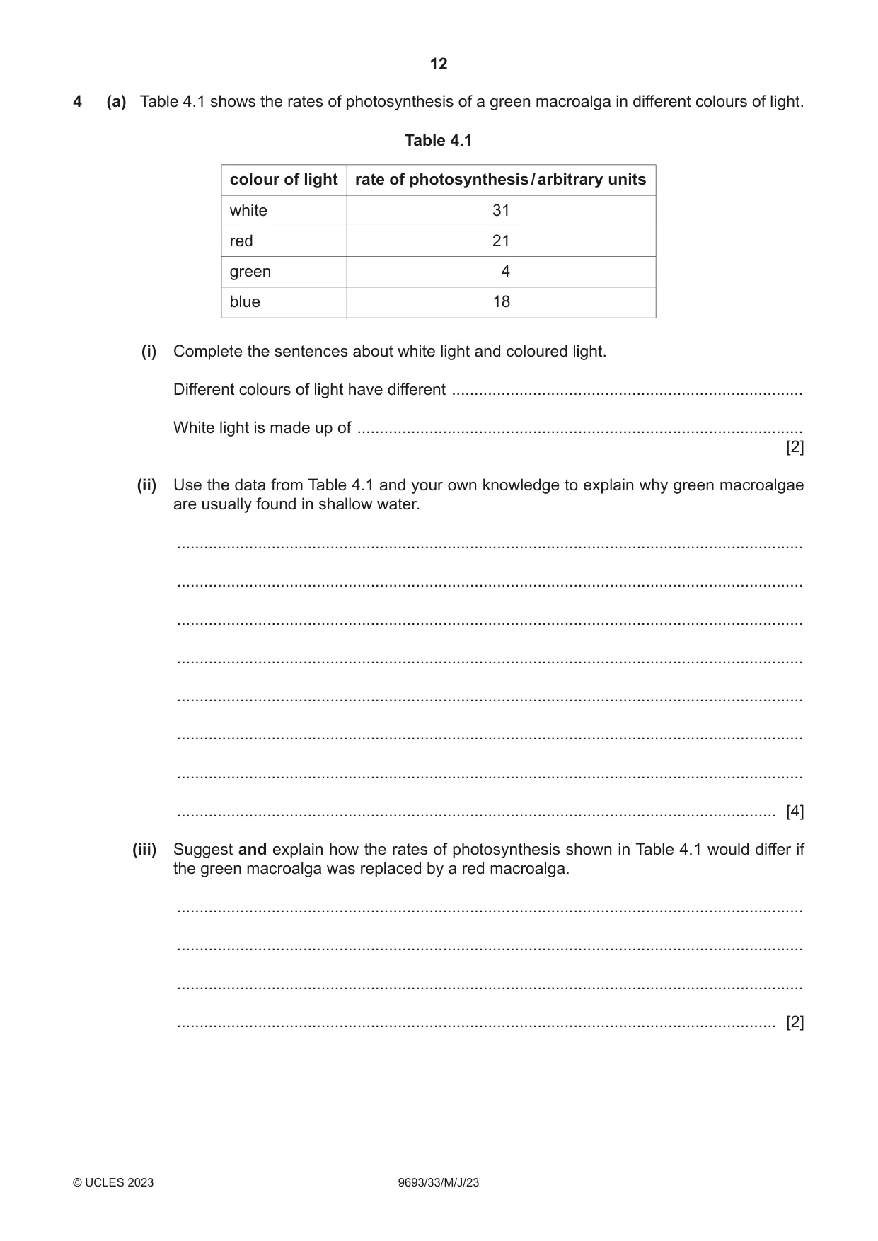 Cambridge A Level Marine Science 9693 2023 May/June Paper 3 · Variant 3 question paper, page 12 of 16