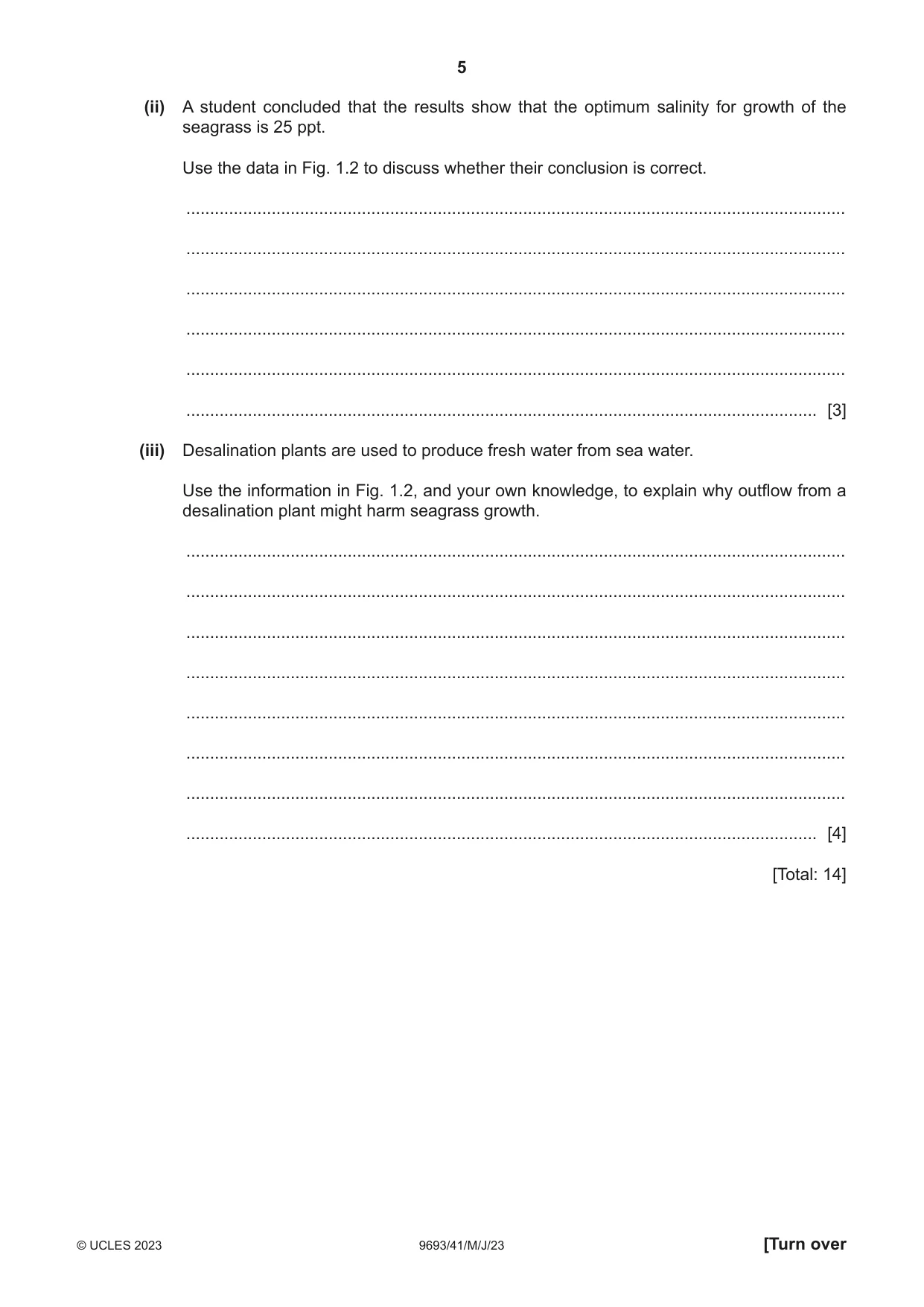 Cambridge A Level Marine Science 9693 2023 May/June Paper 4 · Variant 1 question paper, page 5 of 20