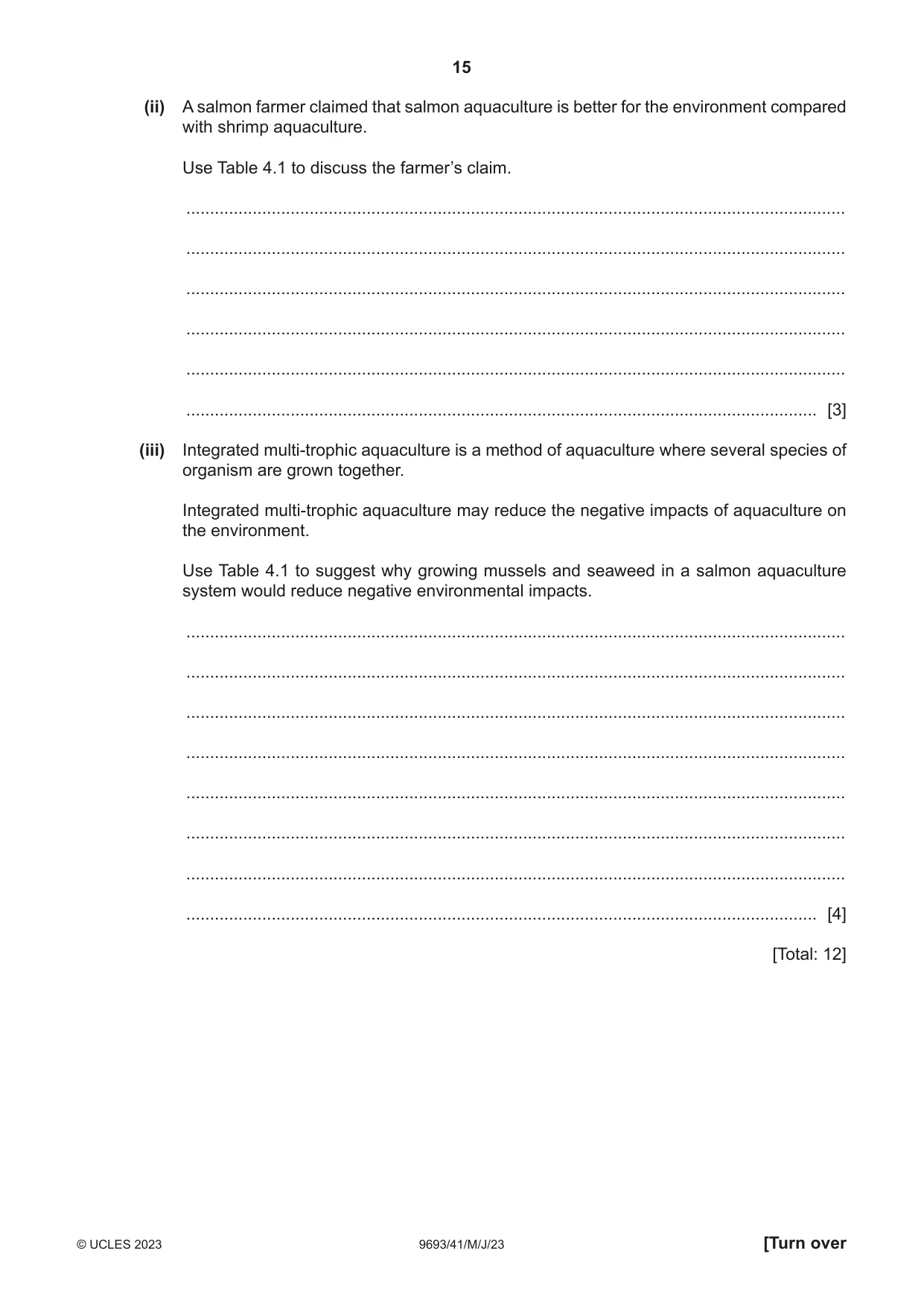 Cambridge A Level Marine Science 9693 2023 May/June Paper 4 · Variant 1 question paper, page 15 of 20