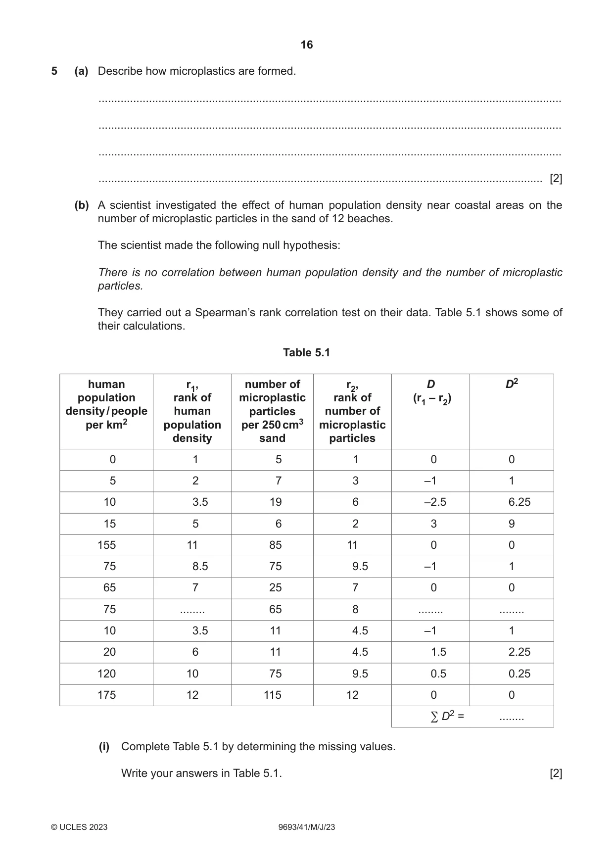 Cambridge A Level Marine Science 9693 2023 May/June Paper 4 · Variant 1 question paper, page 16 of 20