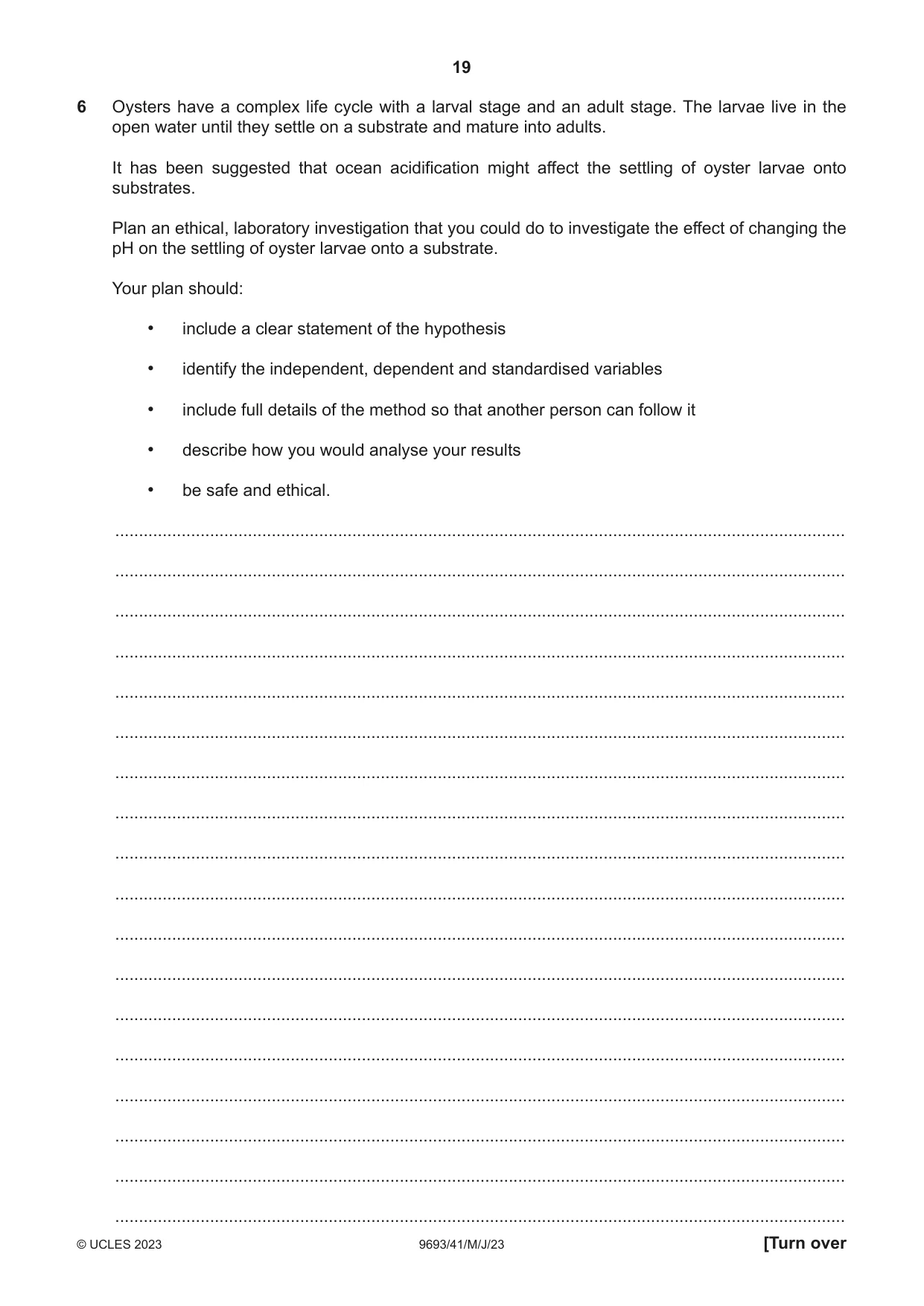 Cambridge A Level Marine Science 9693 2023 May/June Paper 4 · Variant 1 question paper, page 19 of 20