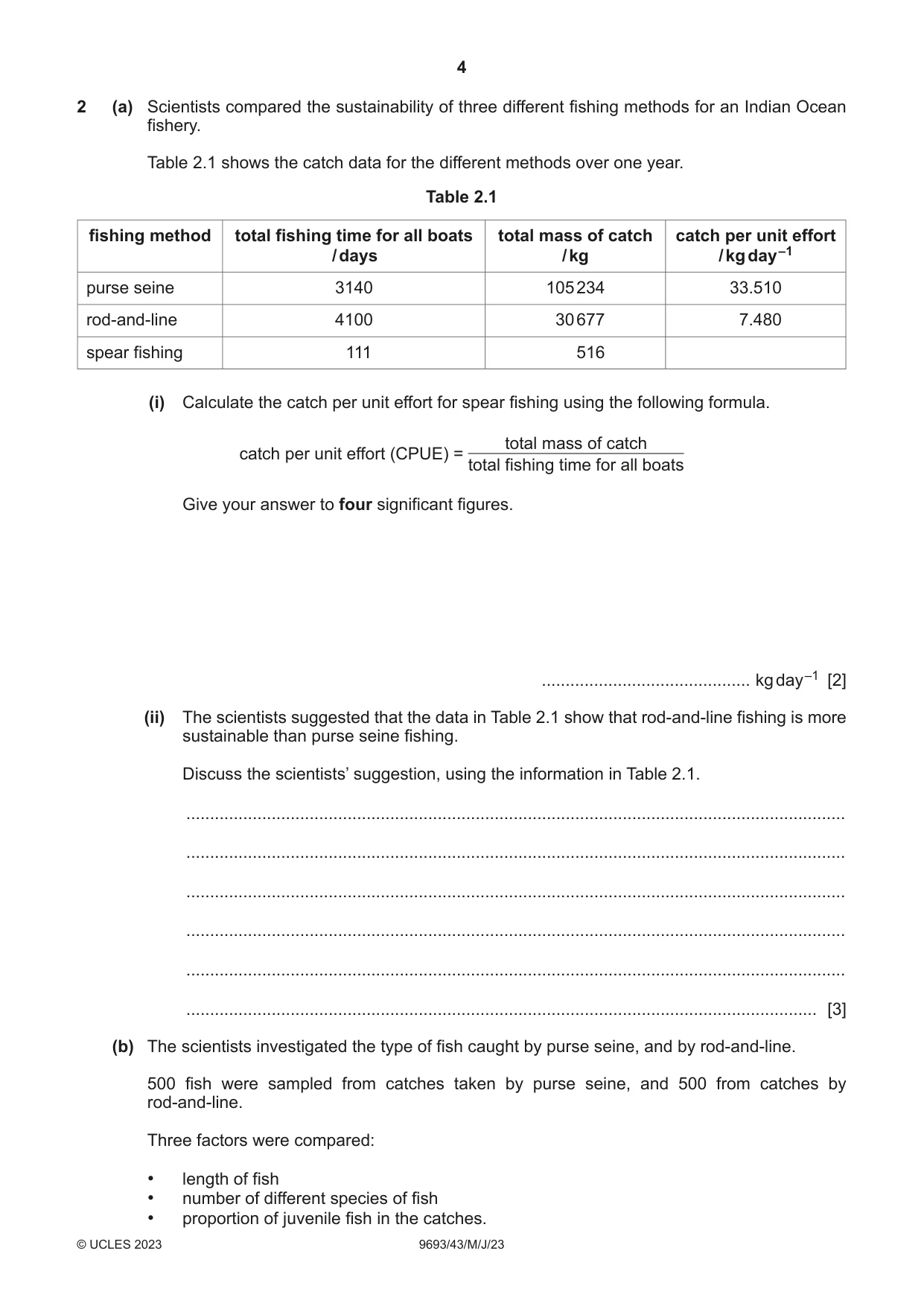 Cambridge A Level Marine Science 9693 2023 May/June Paper 4 · Variant 3 question paper, page 4 of 20